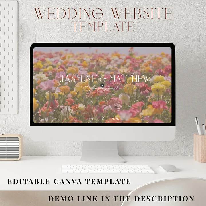 Wedding Website Template Canva | Editable RSVP Site | Floral Digital Invitation | Modern Wedding Website | Elegant Wedora Design product image (1)