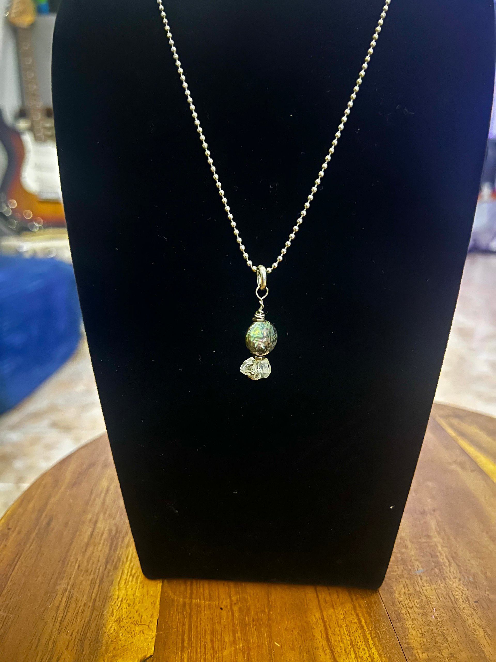 Pyrite, Herkimer and coin Pearl necklace product image (1)