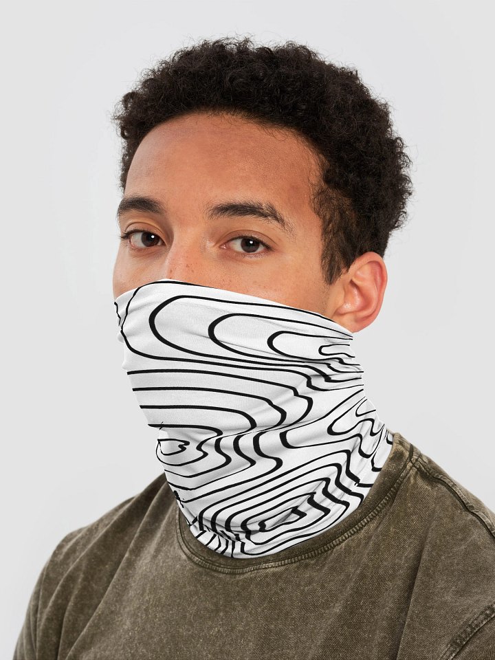 Black on White Topographic All-Over Print Neck Gaiter product image (2)