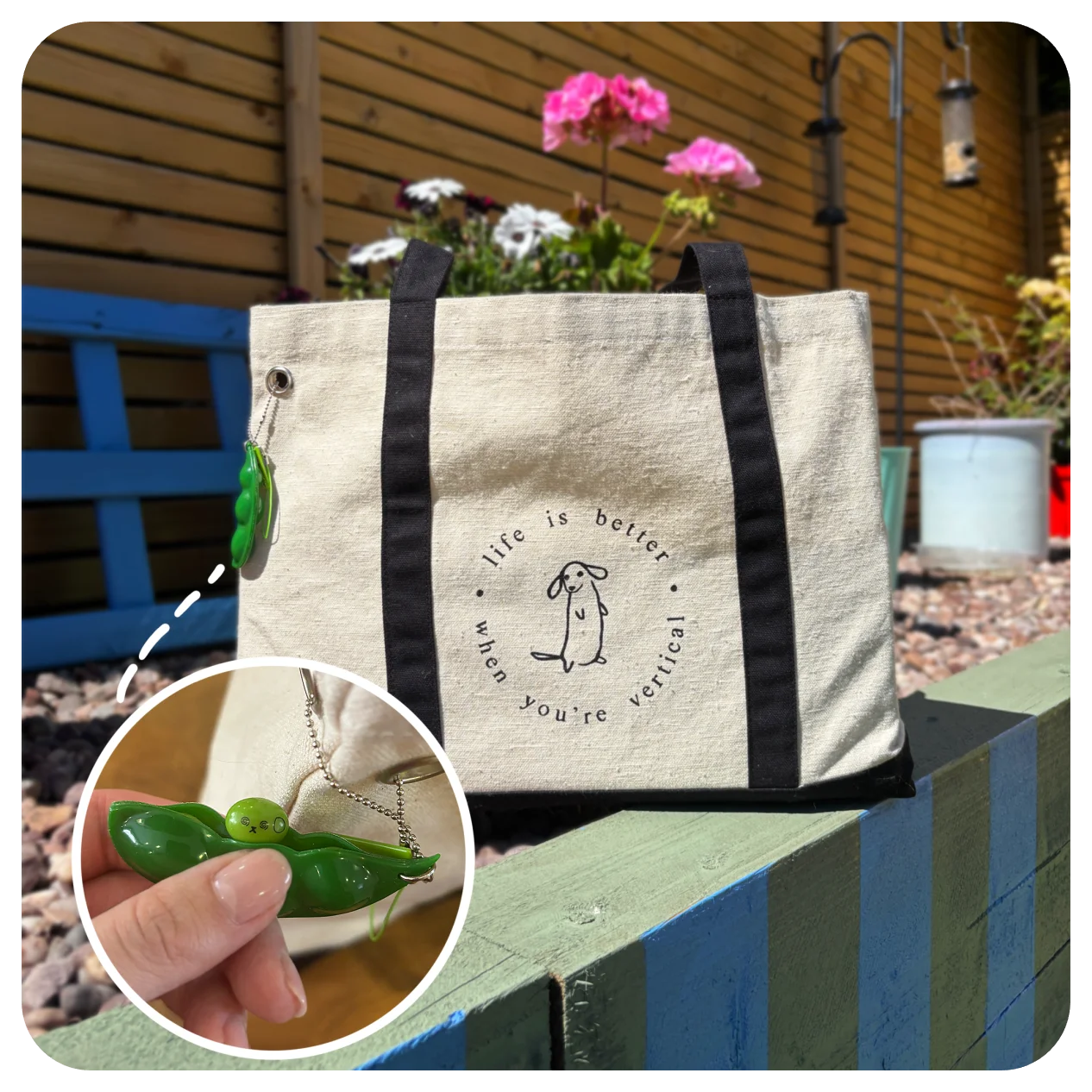 'Life is better' | Tote bag | with removable Peapod bag hanger product image (1)