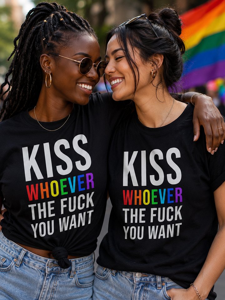 Kiss Whoever You Want Rainbow Pride Tee product image (1)
