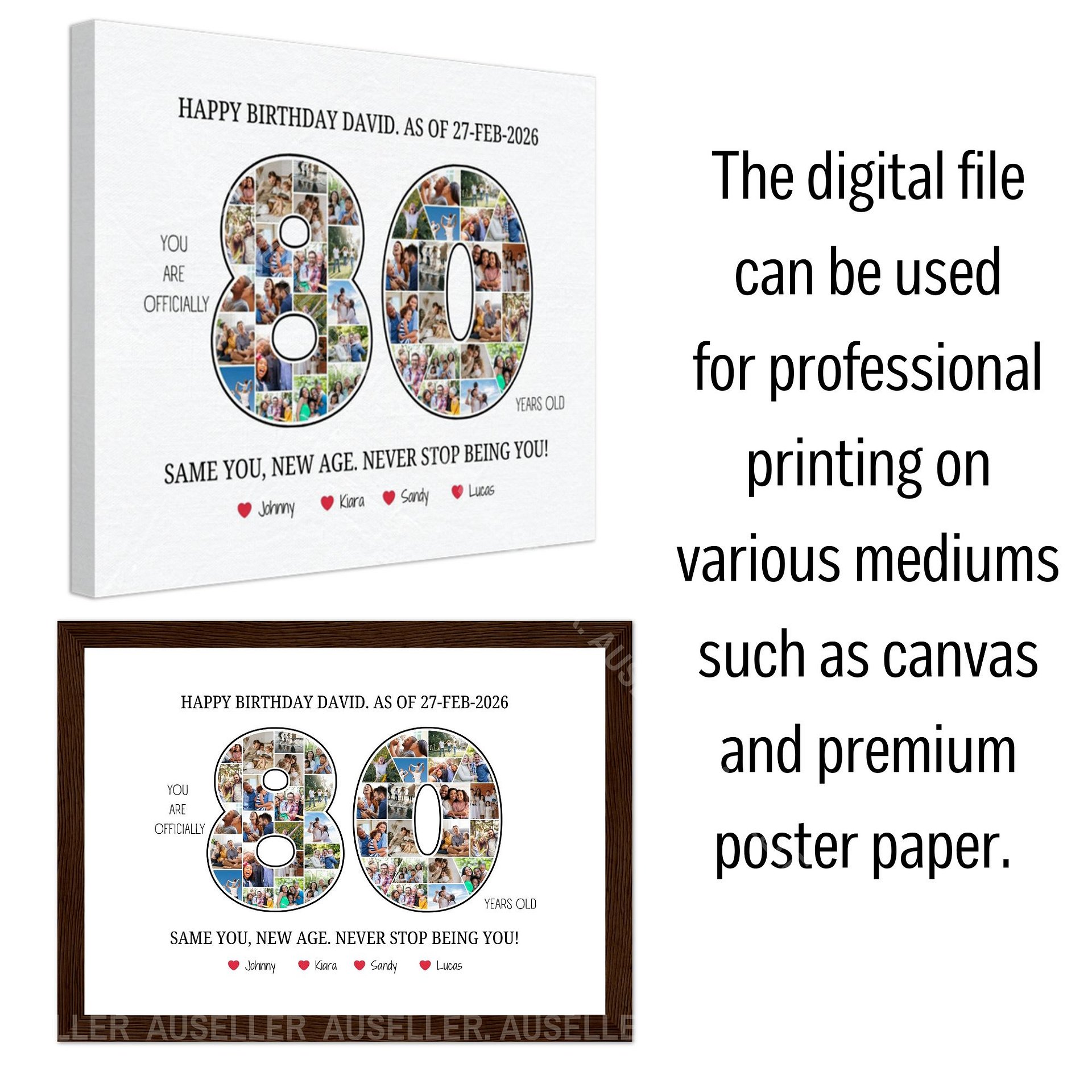 80th Birthday Photo Collage Poster - Canva Template product image (7)