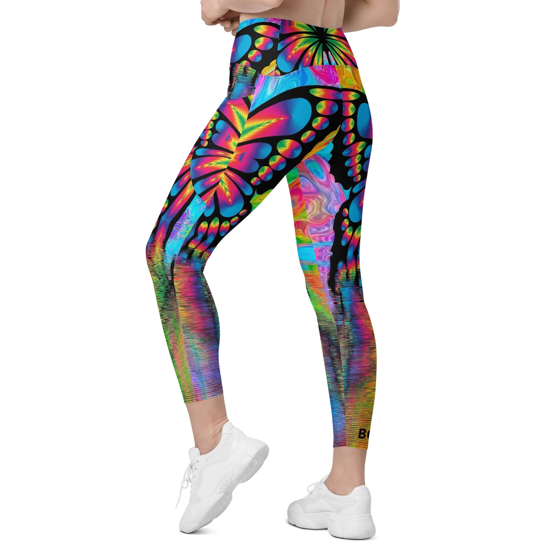 'Butterflies' Crossover Leggings with Pockets product image (7)