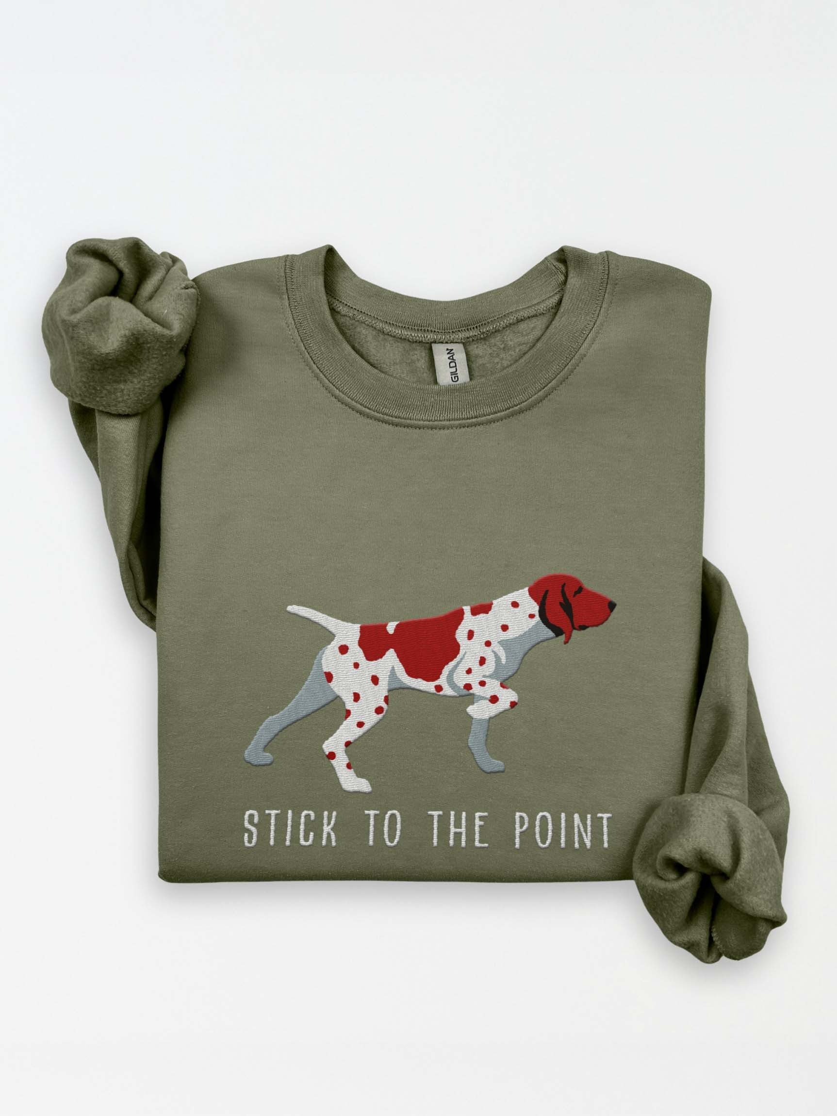 Stick to the Point Sweatshirt (Embroidered) of a Bracco Italiano(Brown & White) product image (1)