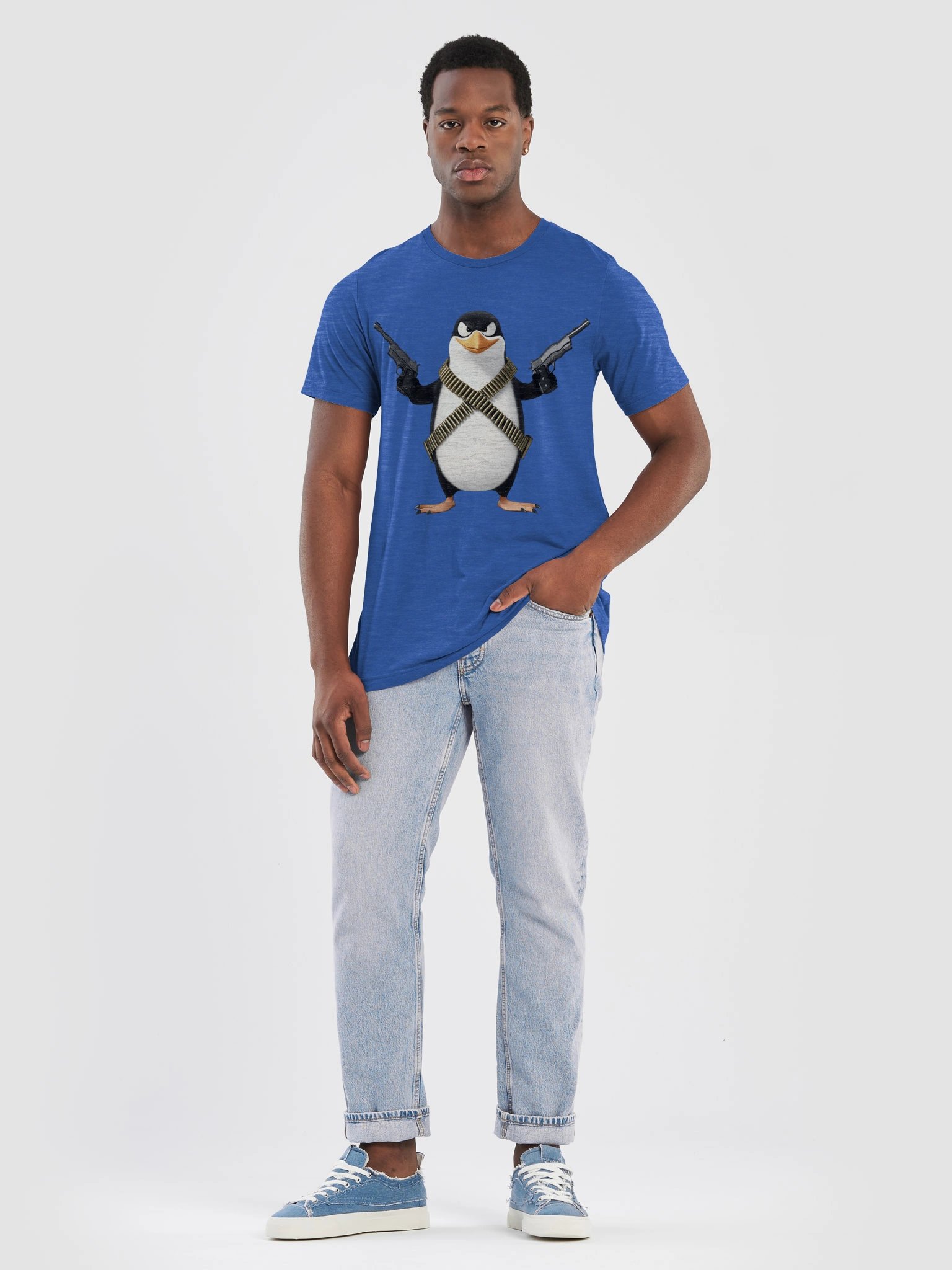 Tri-blend t-shirt with armed penguin product image (2)