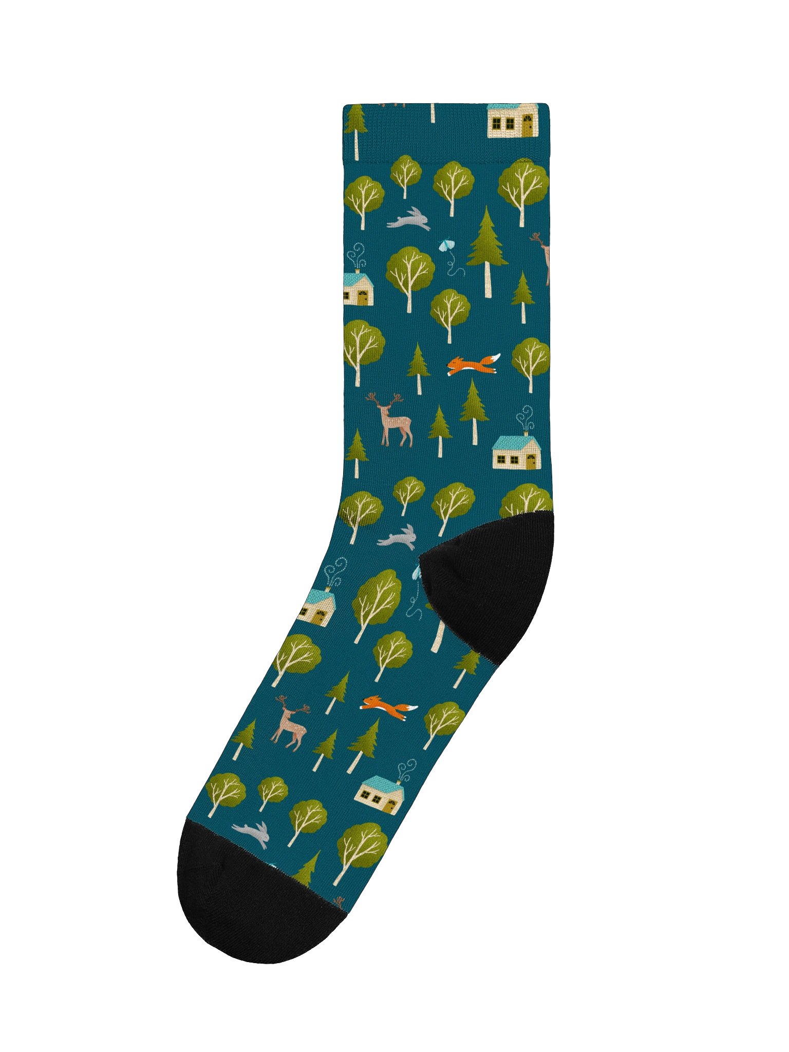 Cozy Cabin and Forest Animals Premium Sustainable Crew Socks product image (1)