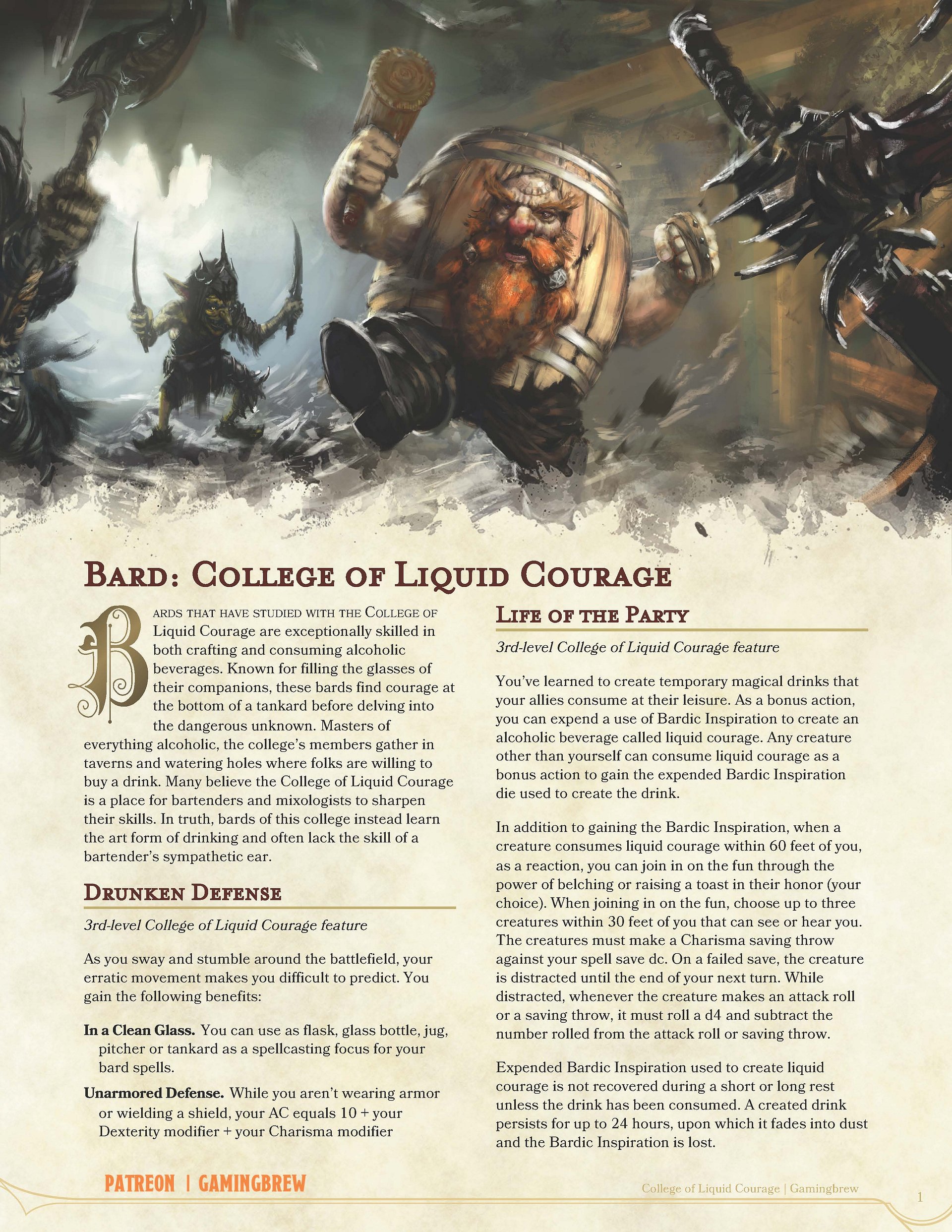 College of Liquid Courage | 5E Bard Subclass product image (2)