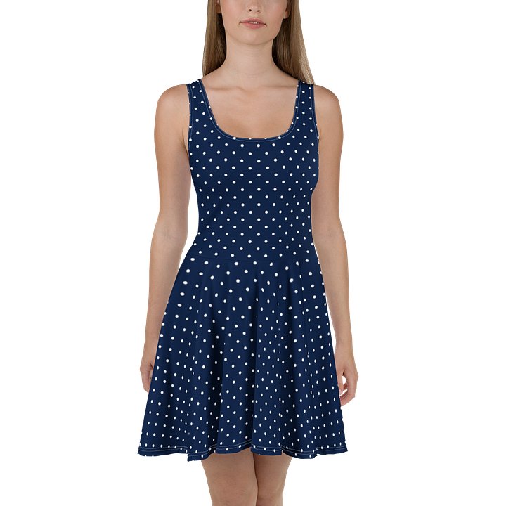 Navy Polka Dot Sleeveless Skater Dress product image (1)