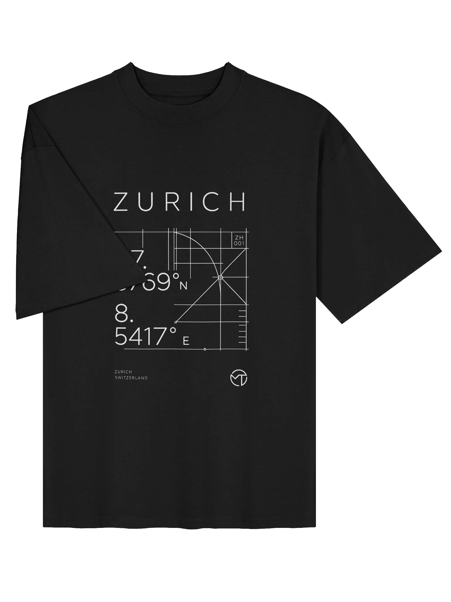 ZURICH Coordinates Tee – Swiss Geometry Premium T-Shirt product image (5)