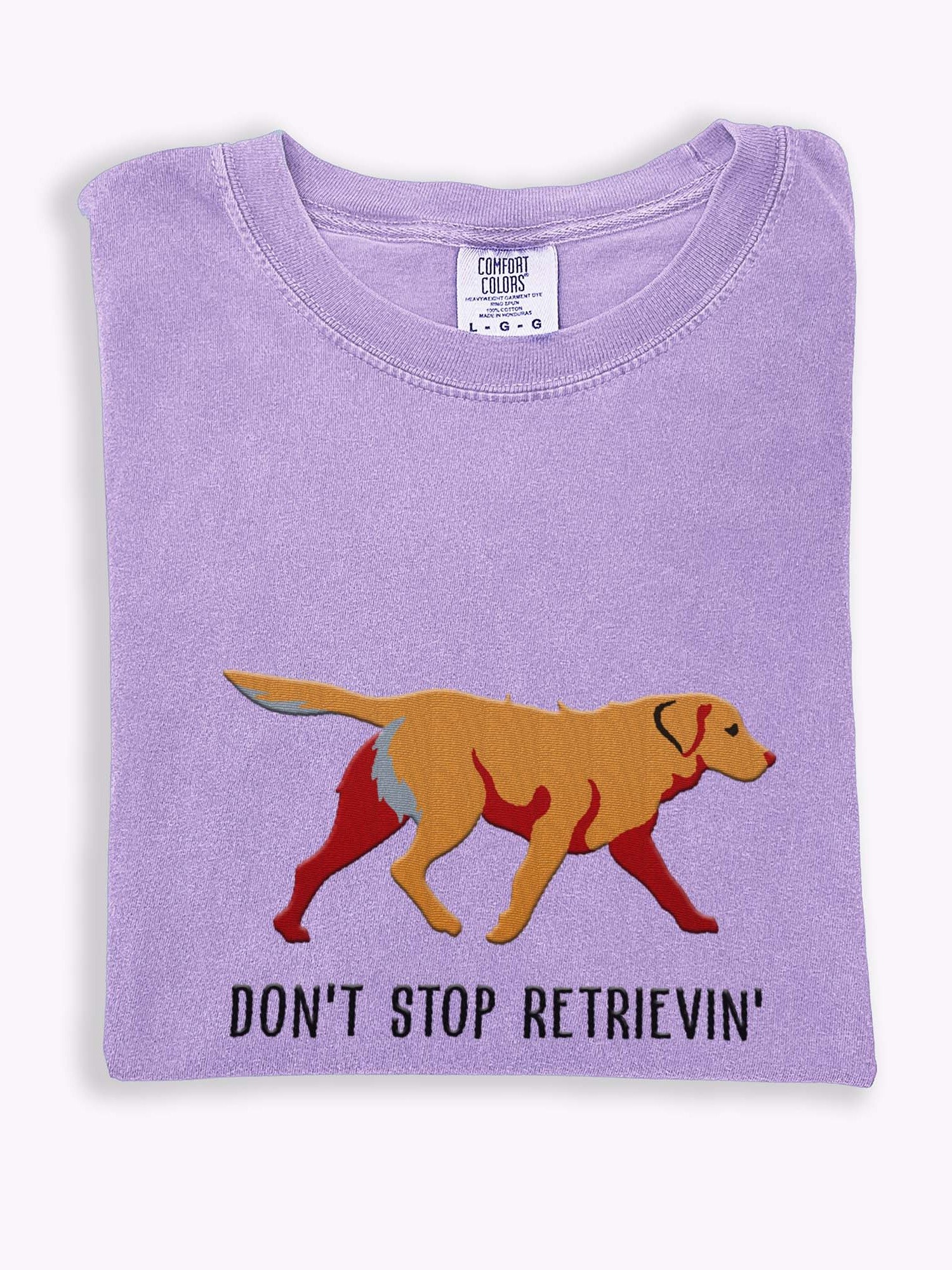 Don't Stop Retrievin' T-Shirt(Embroidered) of a Chesapeake Bay Retriever(Tan) product image (1)