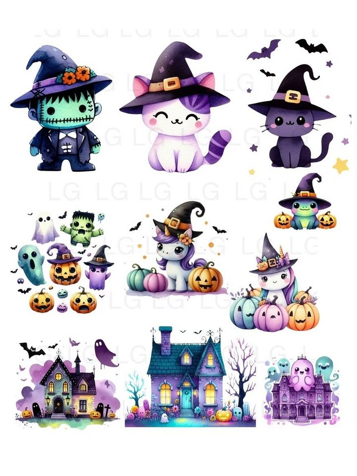 Cute Halloween Graphics Instant Download - Commercial POD Use product image (2)