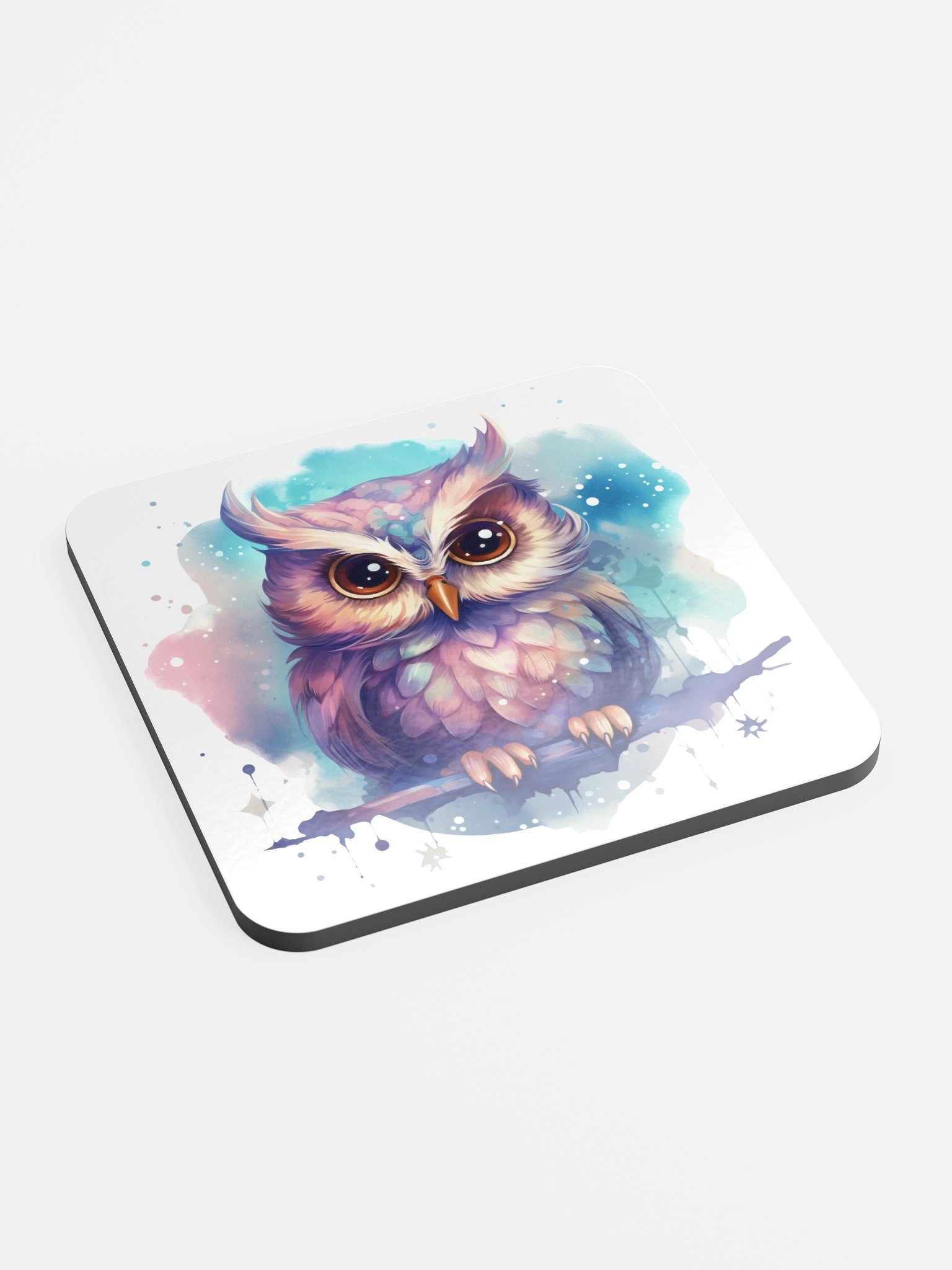 Watercolour Owl Cork Coaster product image (1)