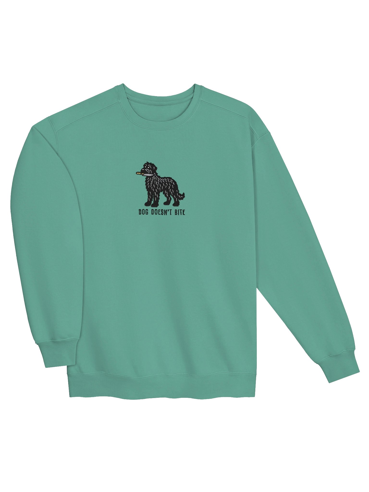Dog Doesn't Bite Funny Chibi-Style Embroidered Premium Sweatshirt for Irish Wolfhound(Black) Owners product image (27)