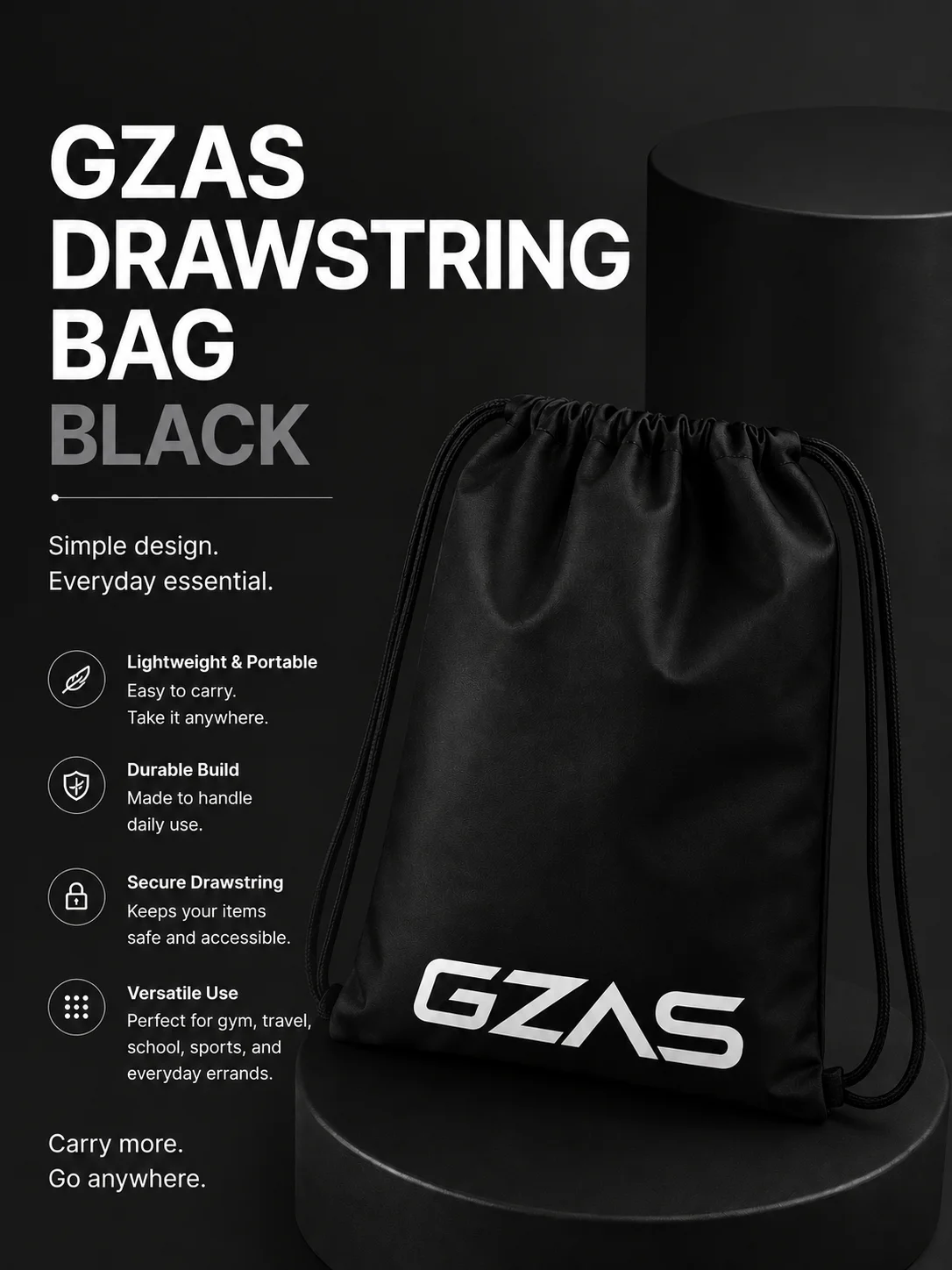 GZAS Drawstring Bag Black product image (2)