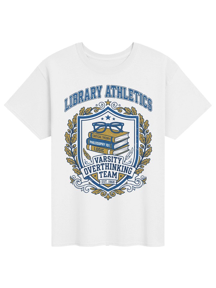 Varsity Overthinking Team Library Athletics Collegiate Funny T-Shirt product image (1)