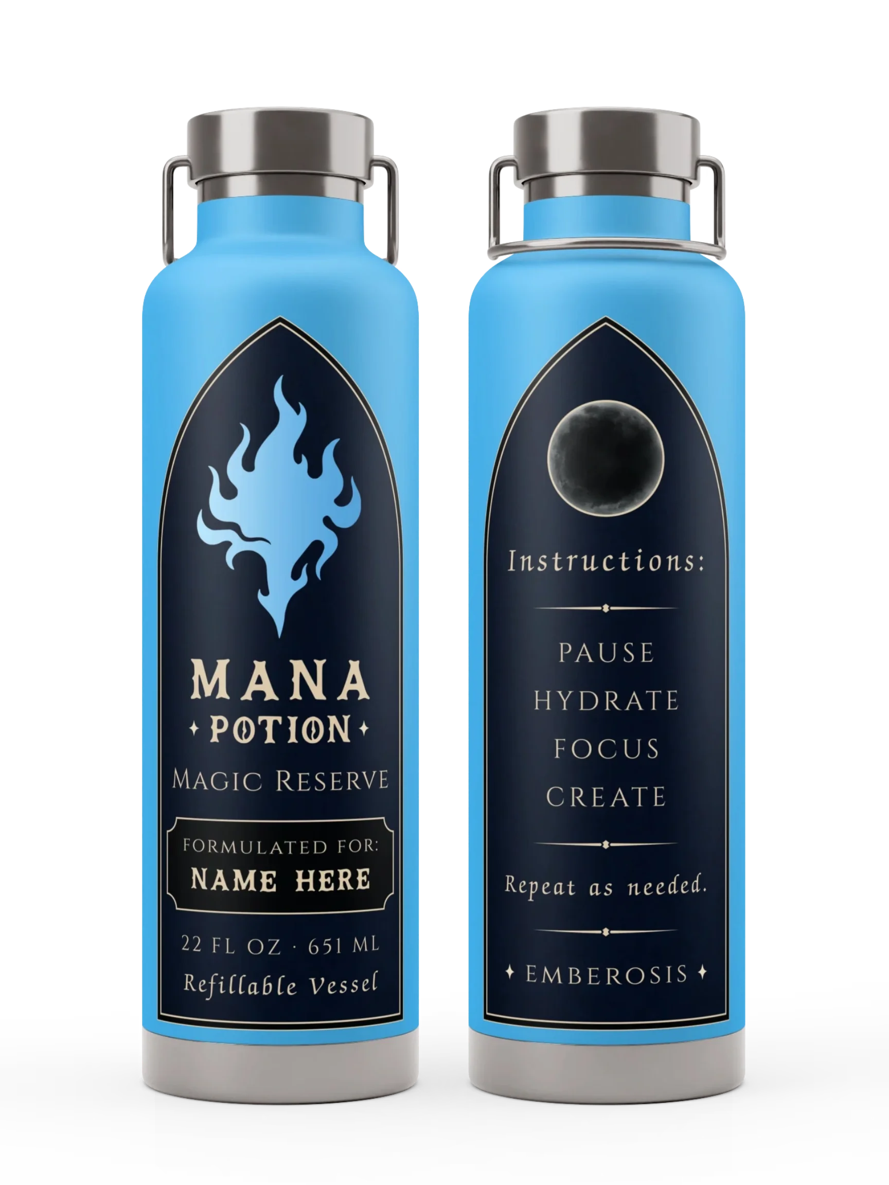 Personalized blue Mana Potion insulated bottle