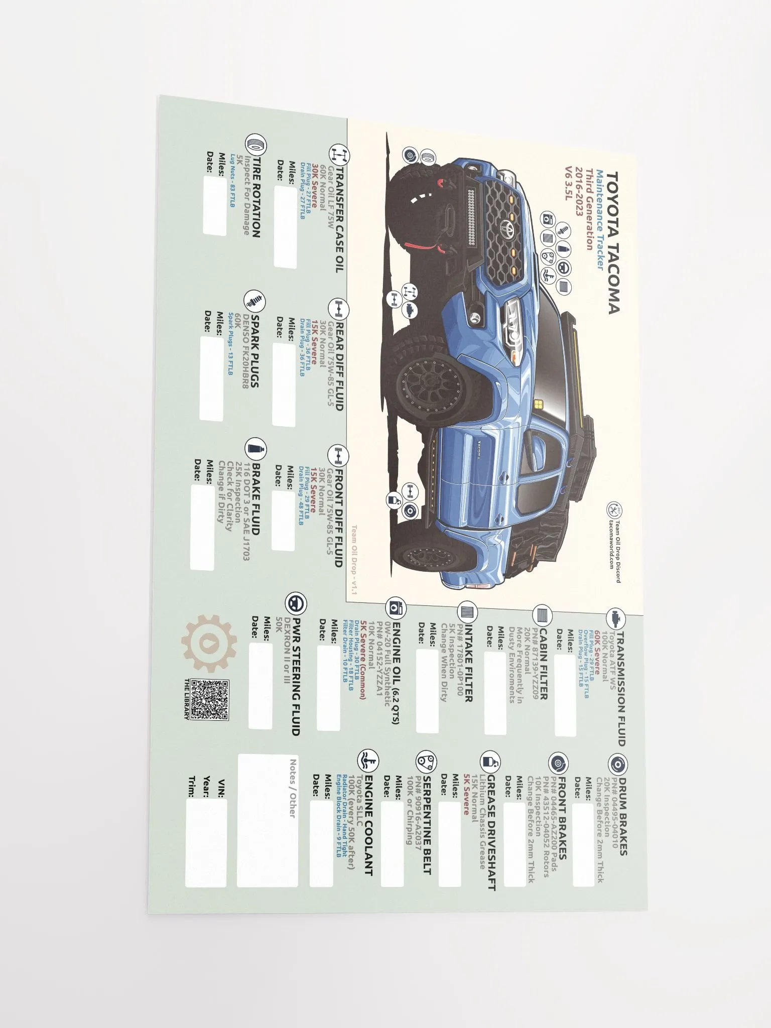 3rd Gen Maintenance Tracker v1.1 - Blue product image (3)