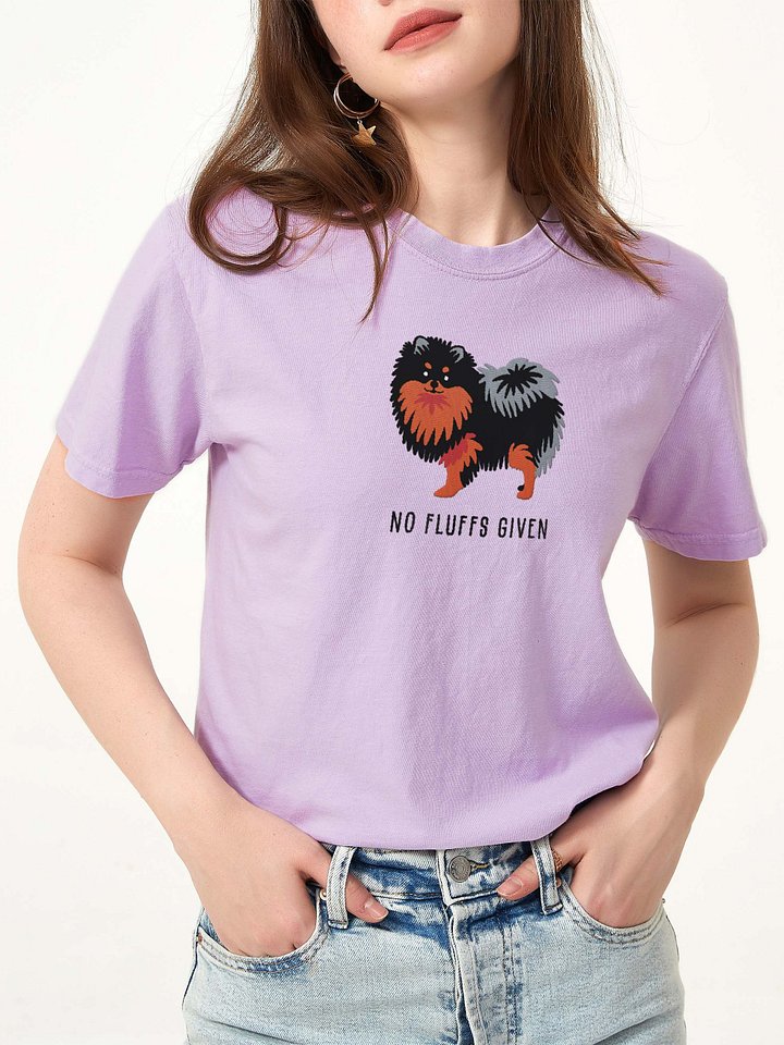 No Fluffs Given T-Shirt(Embroidered) of a Pomeranian(Black & Tan) product image (2)