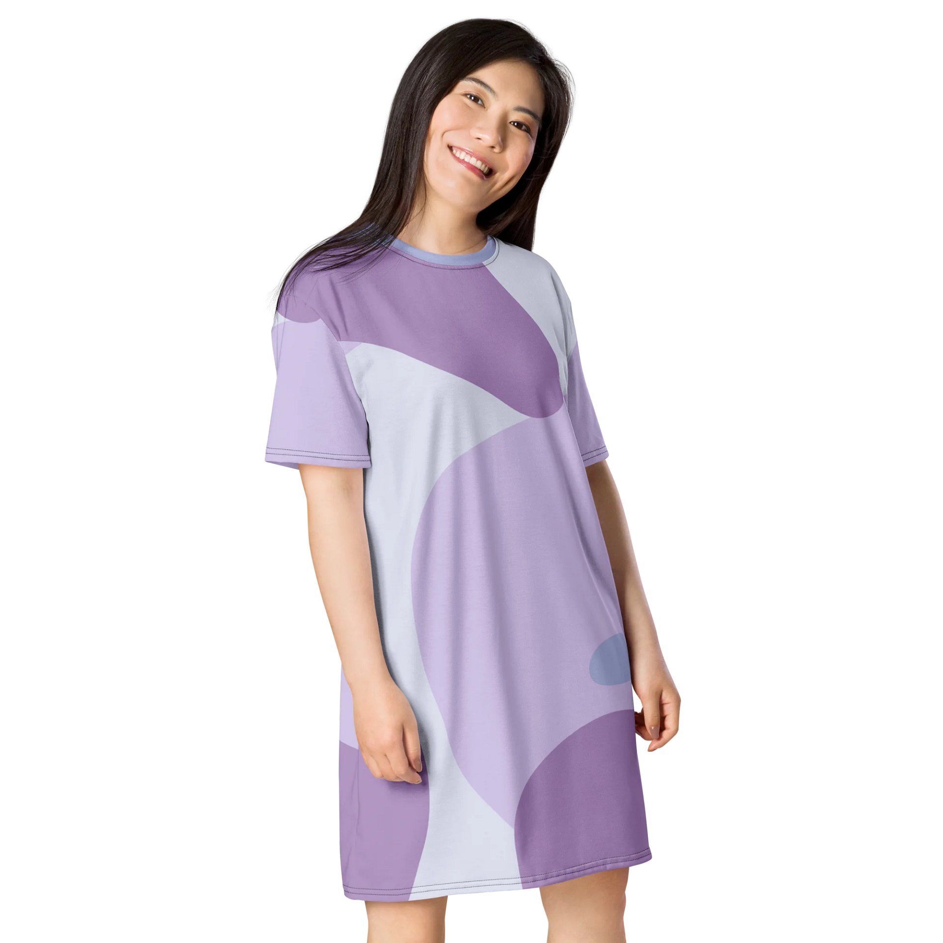 Elegant Purple Swirl Oversized T-Shirt Dress - Exclusive TDSMUSIC Design product image (4)