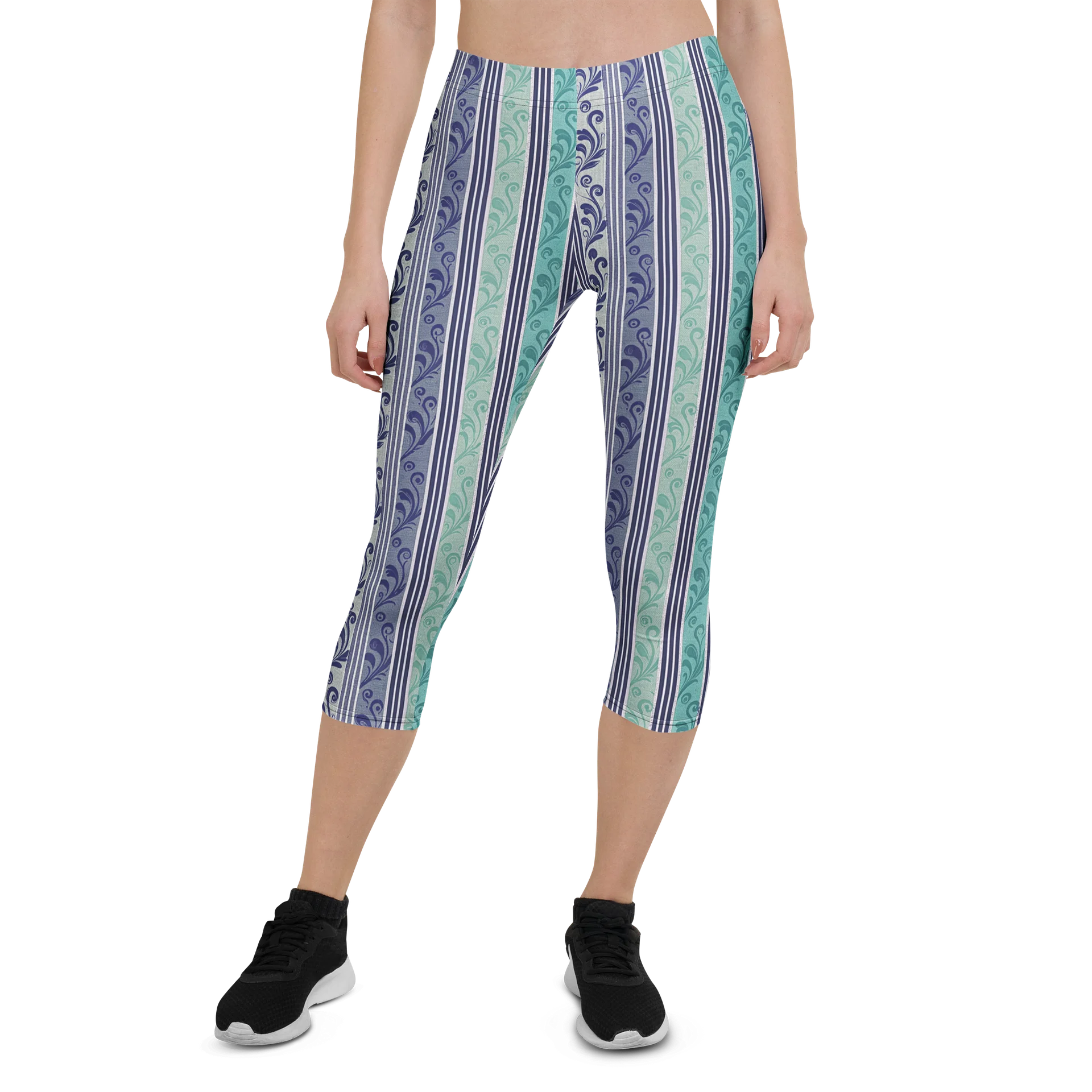 Blue Stripe Wave Capri Leggings product image (1)