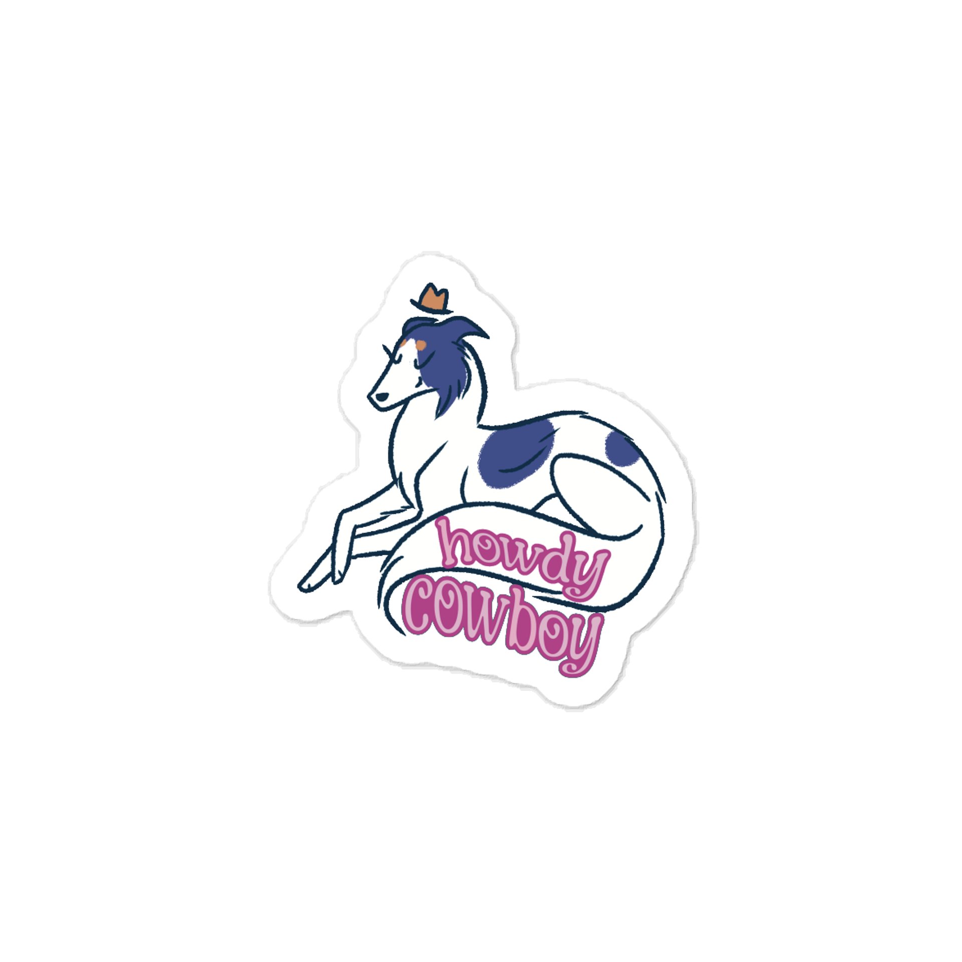 Spotted Black and Tan Howdy Cowboy - Kiss-Cut Vinyl Sticker product image (1)