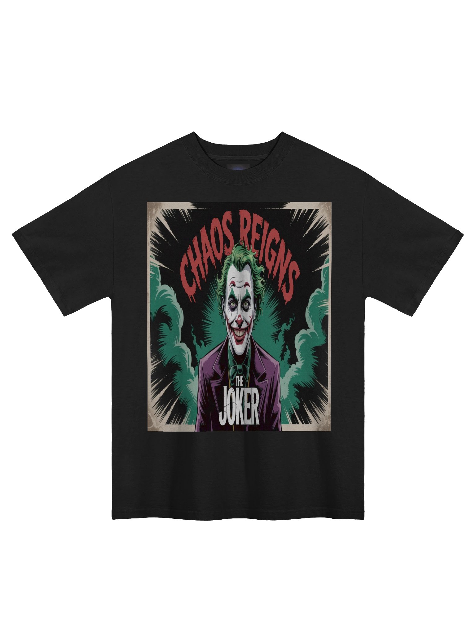 Joker 'Chaos Reigns' Vintage Poster Oversized Faded T-Shirt product image (3)