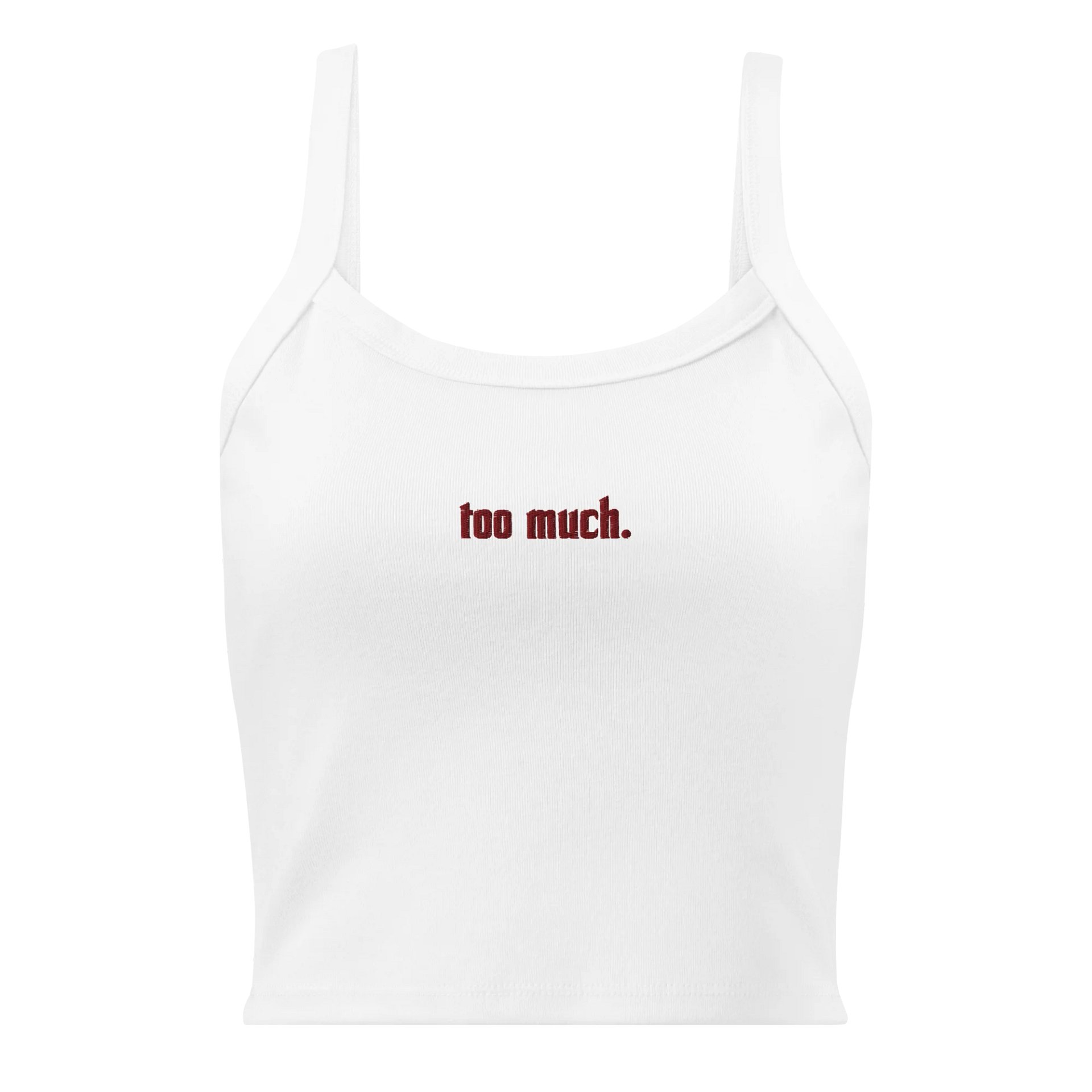 red embroidery too much. ribbed white tank product image (1)