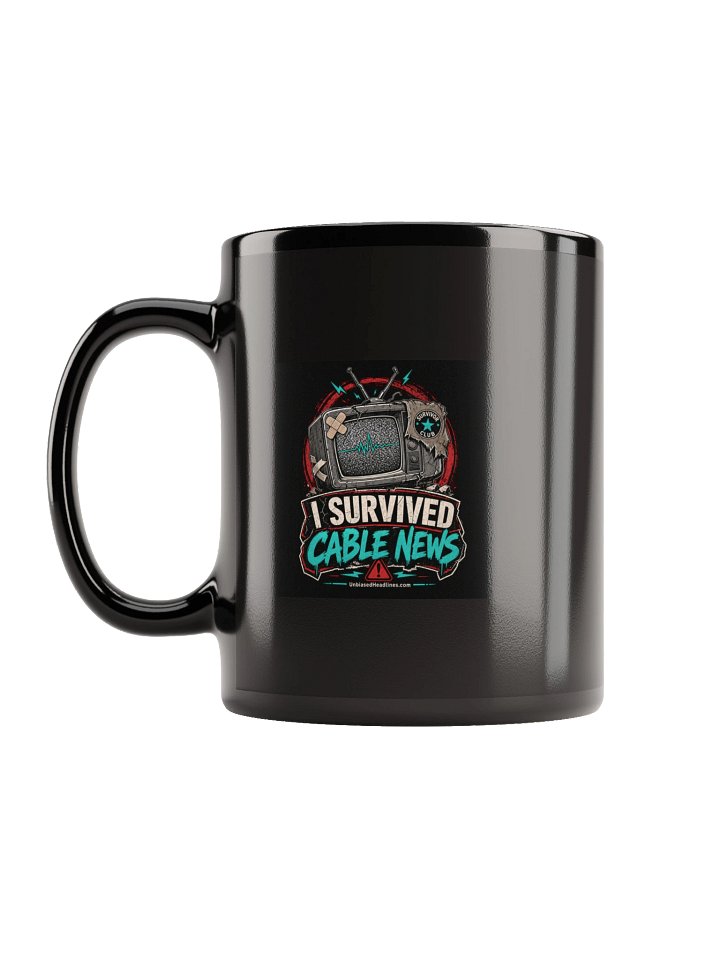 I Survived Cable News Black Mug product image (7)