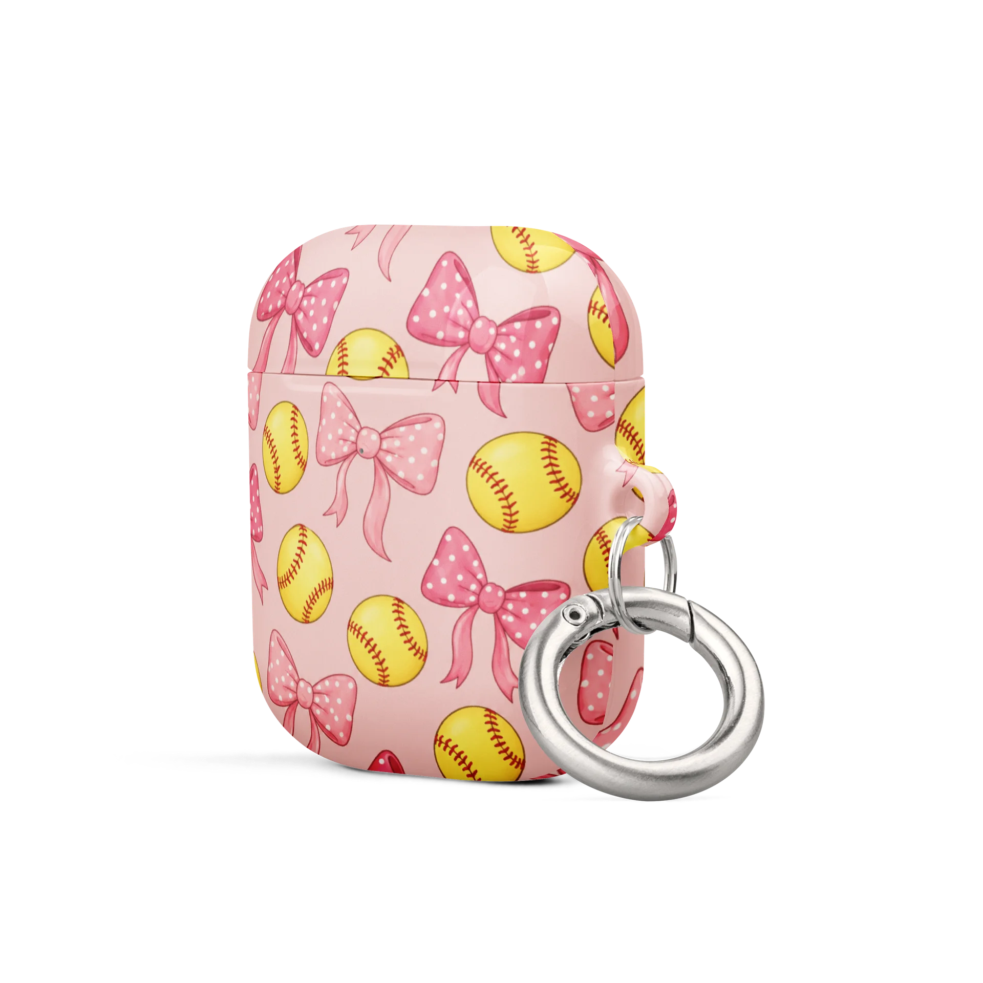 Pink Bow & Softball AirPods Case | Coquette Softball Mom Earbud Case Cover product image (2)