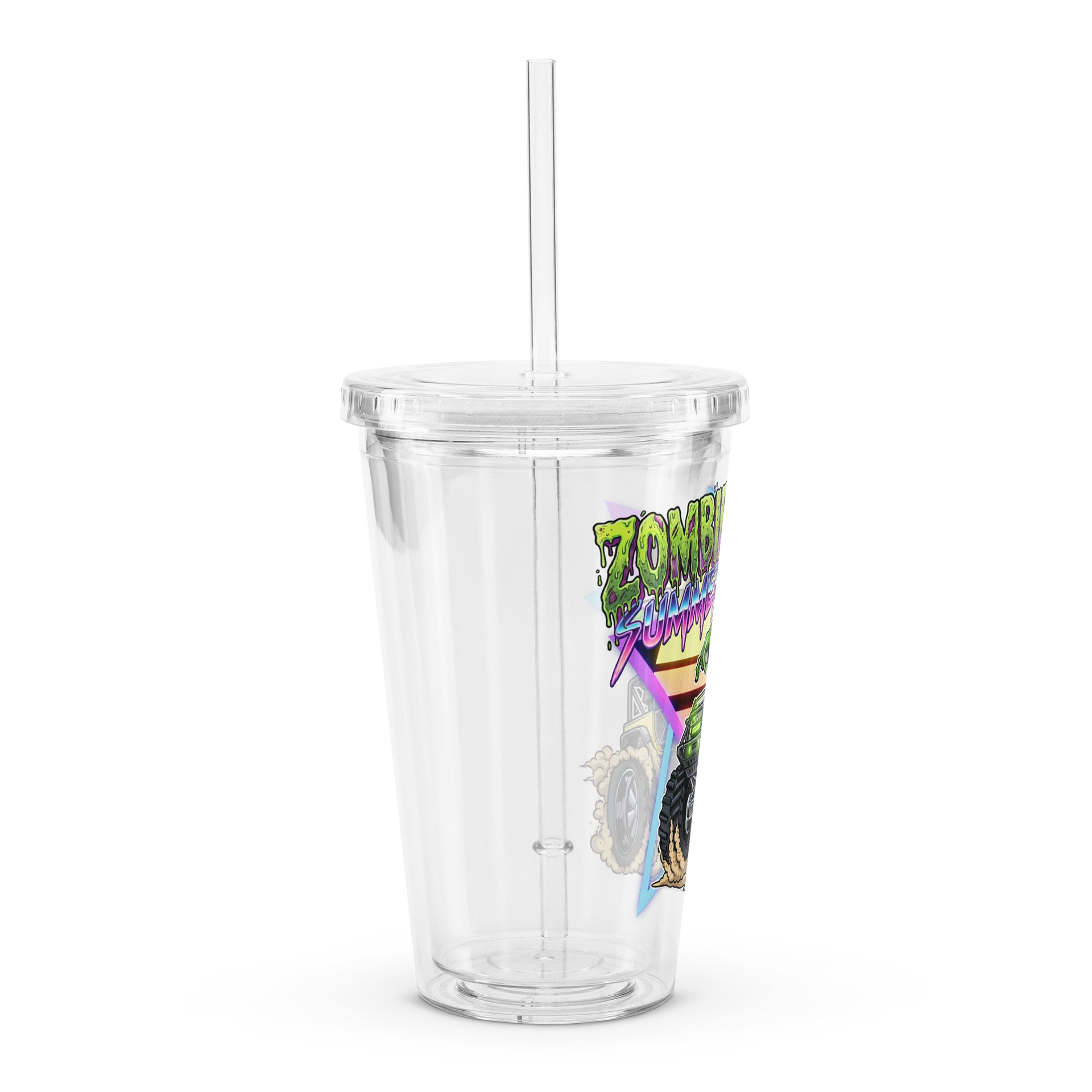 Double Wall Clear Plastic Tumbler (16 oz) : ZOMBIE SUMMER product image (3)