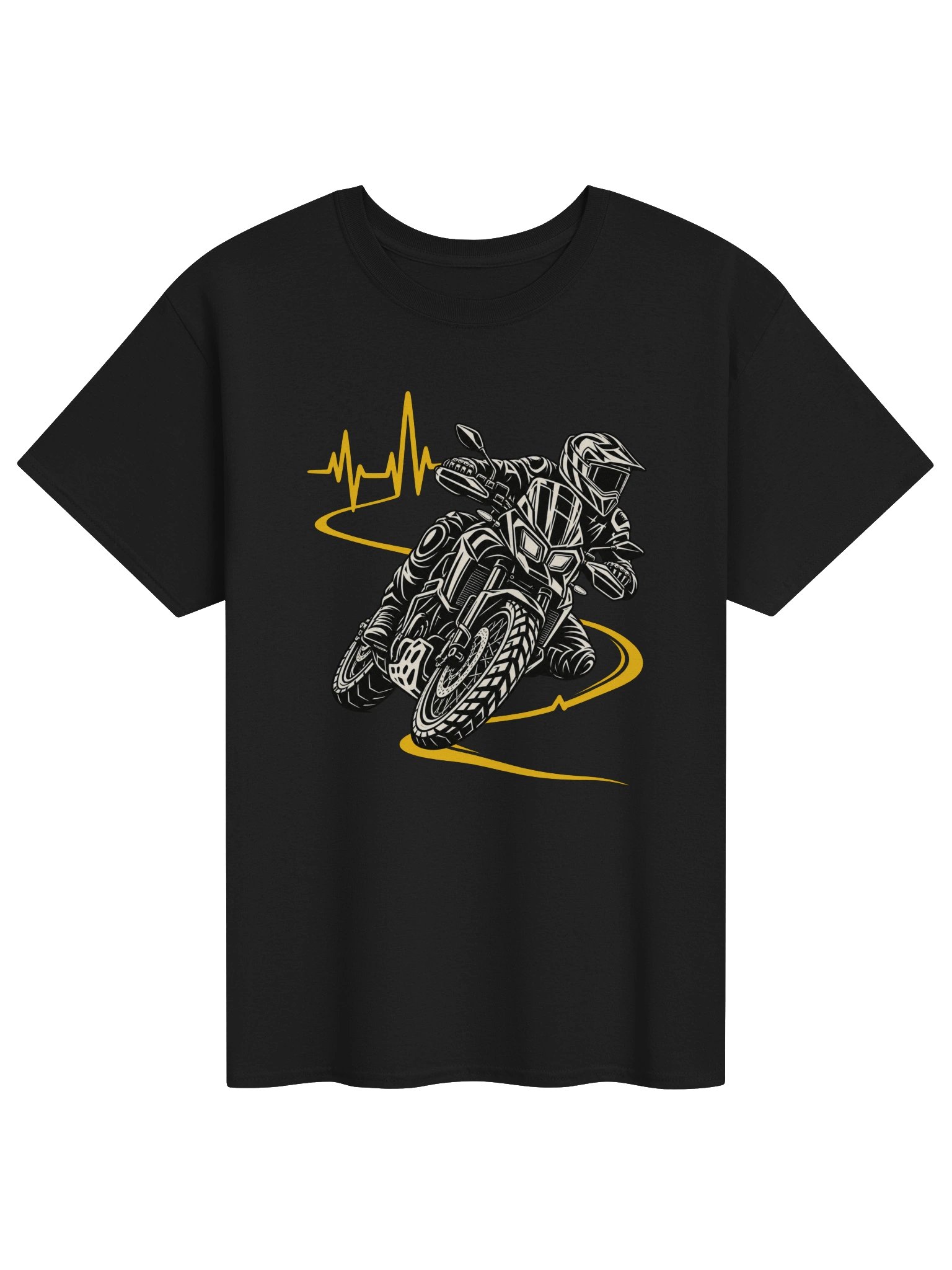 Adventure Motorcycle Heartbeat – Gold Pulse Rider T-Shirt product image (1)