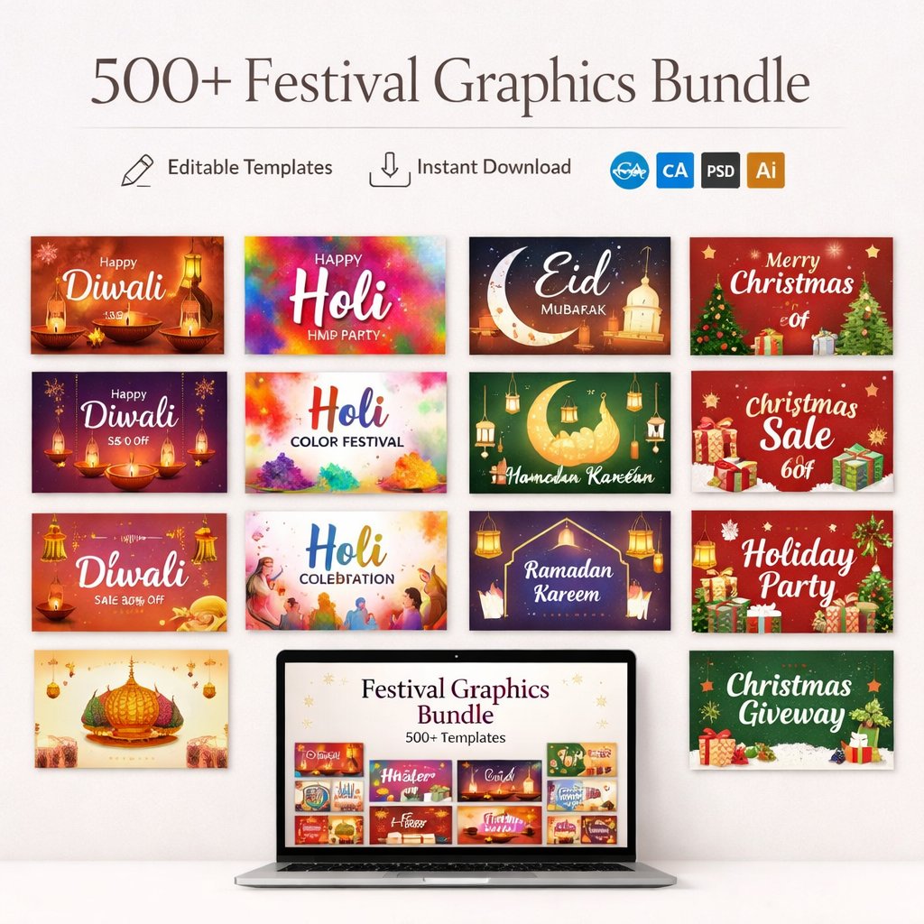 500 Plus Festival Design Bundle Instant Delivery On Mail product image (1)