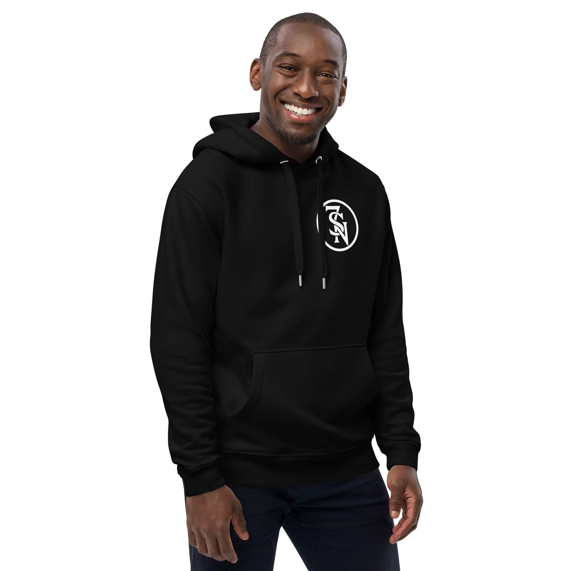 Seven Shades of Nothing White Logo on Black Premium Eco Hoodie product image (12)