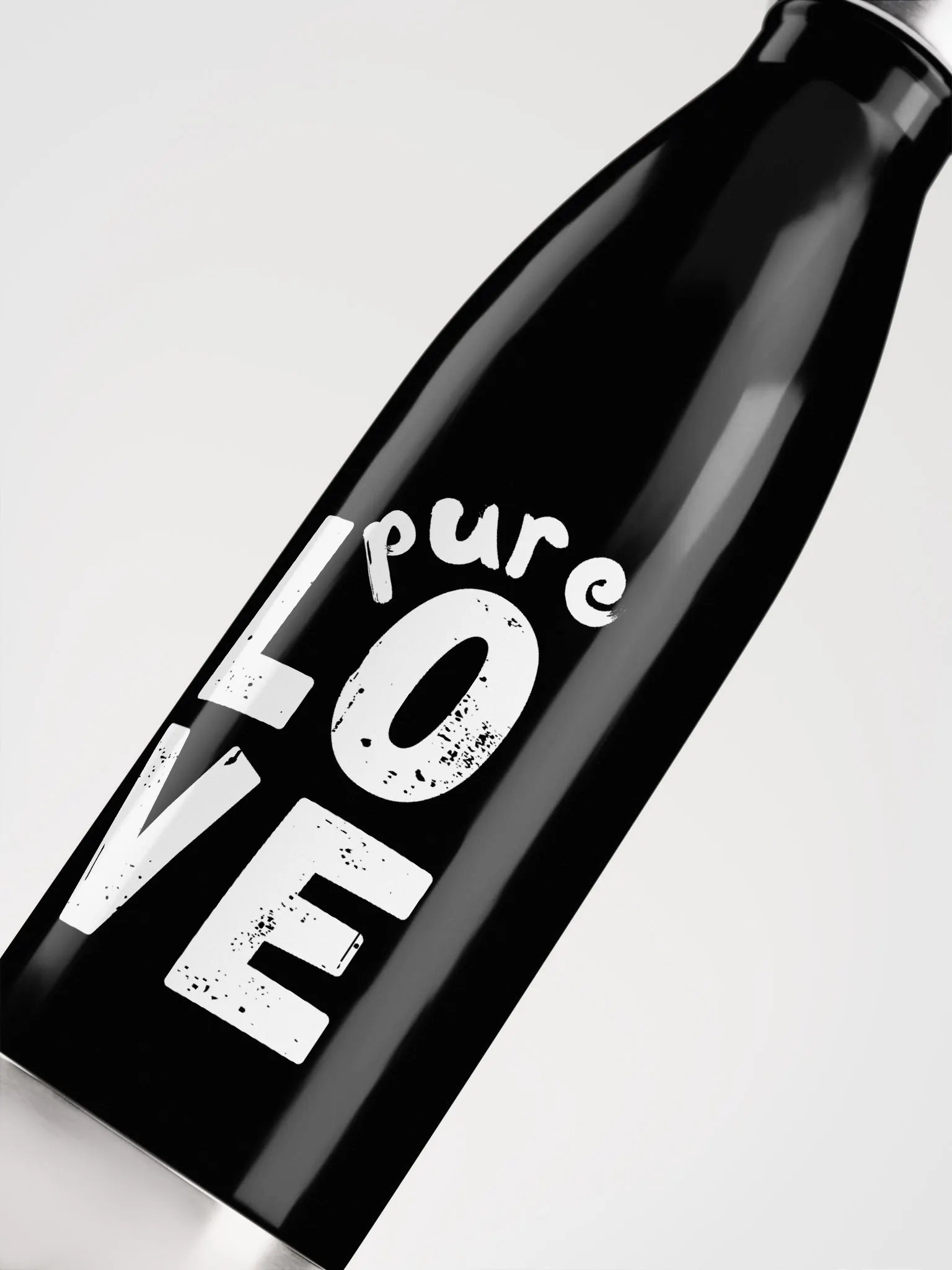 Pure Love white on black Stainless Steel Water Bottle product image (5)