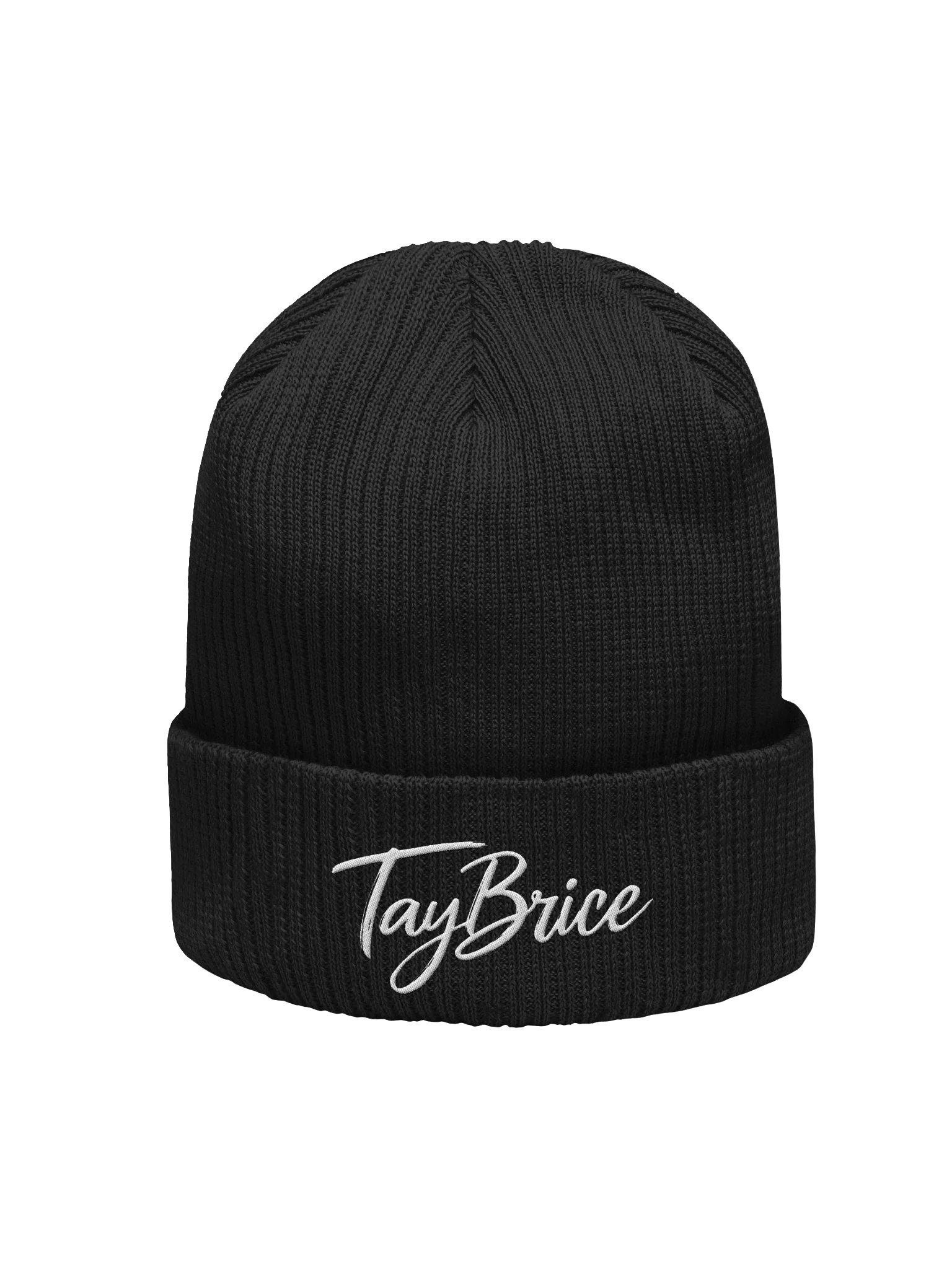 TayBrice White Script Atlantis Ribbed Beanie(white ink) product image (4)
