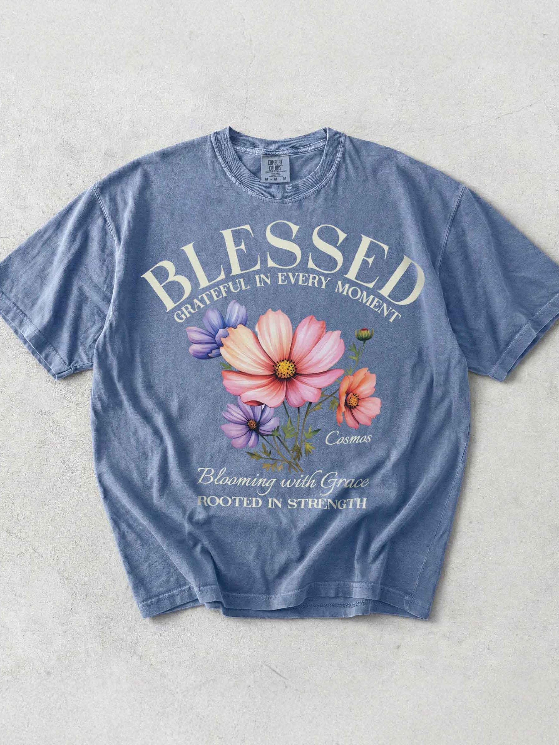 October Blessed Cosmos Flower Shirt – Blooming with Grace, Rooted in Strength Graphic Tee product image (1)