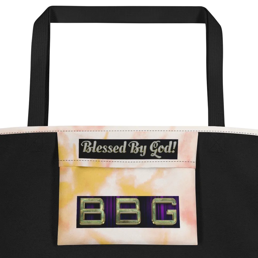 Orange Tie-Dye Tote Bag with Pocket-Green BBG (No Logo) product image (3)