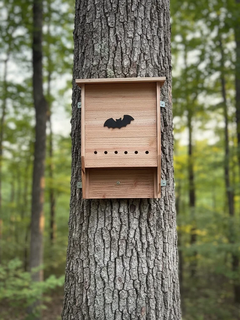 Handmade Cedar Bat House – Double Chamber with Climbing Grooves, Vent Holes, Rear Hanger & Pitched Roof product image (1)