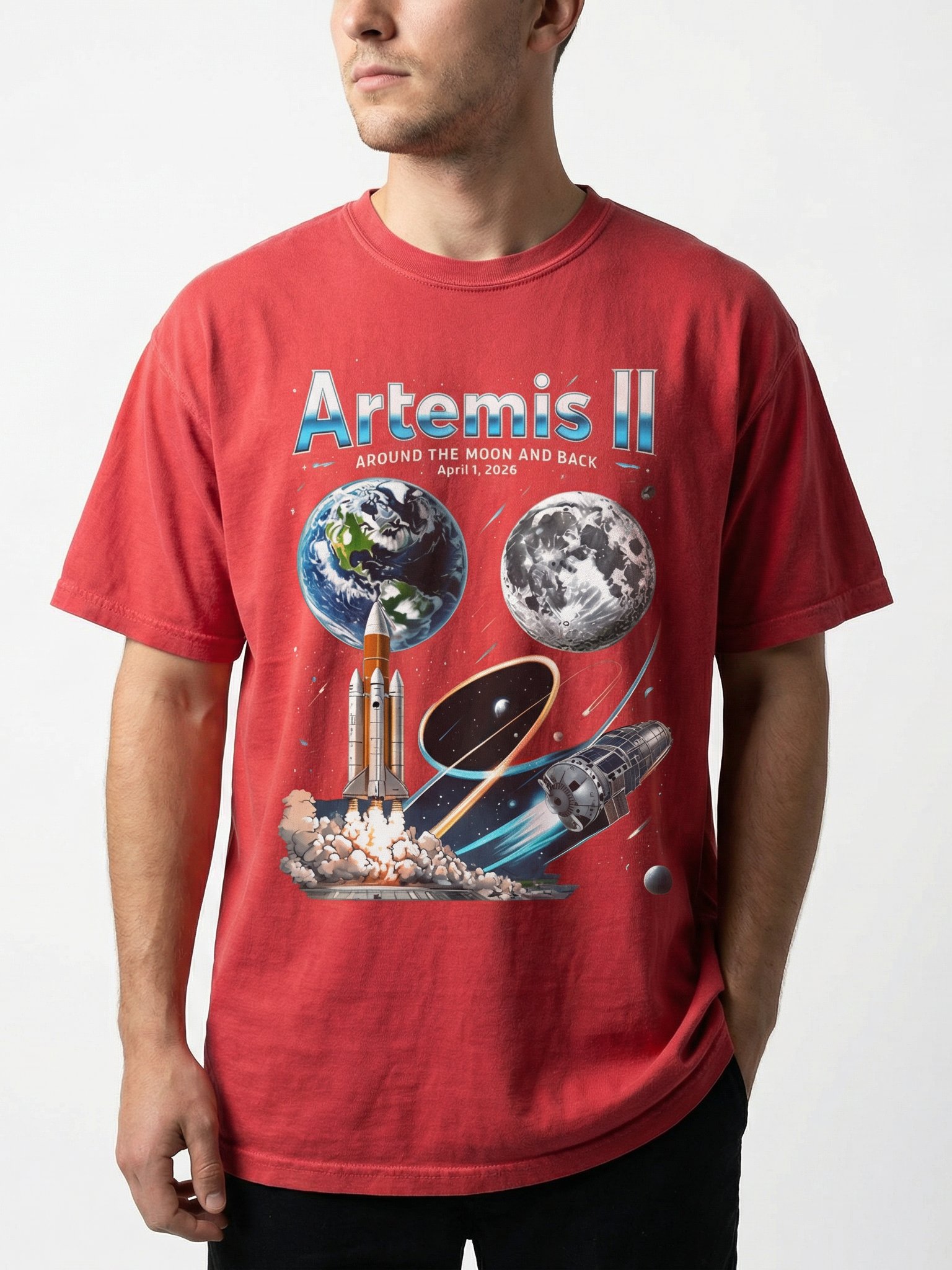 Artemis II Space Mission T-Shirt Moon Rocket Graphic Tee product image (72)