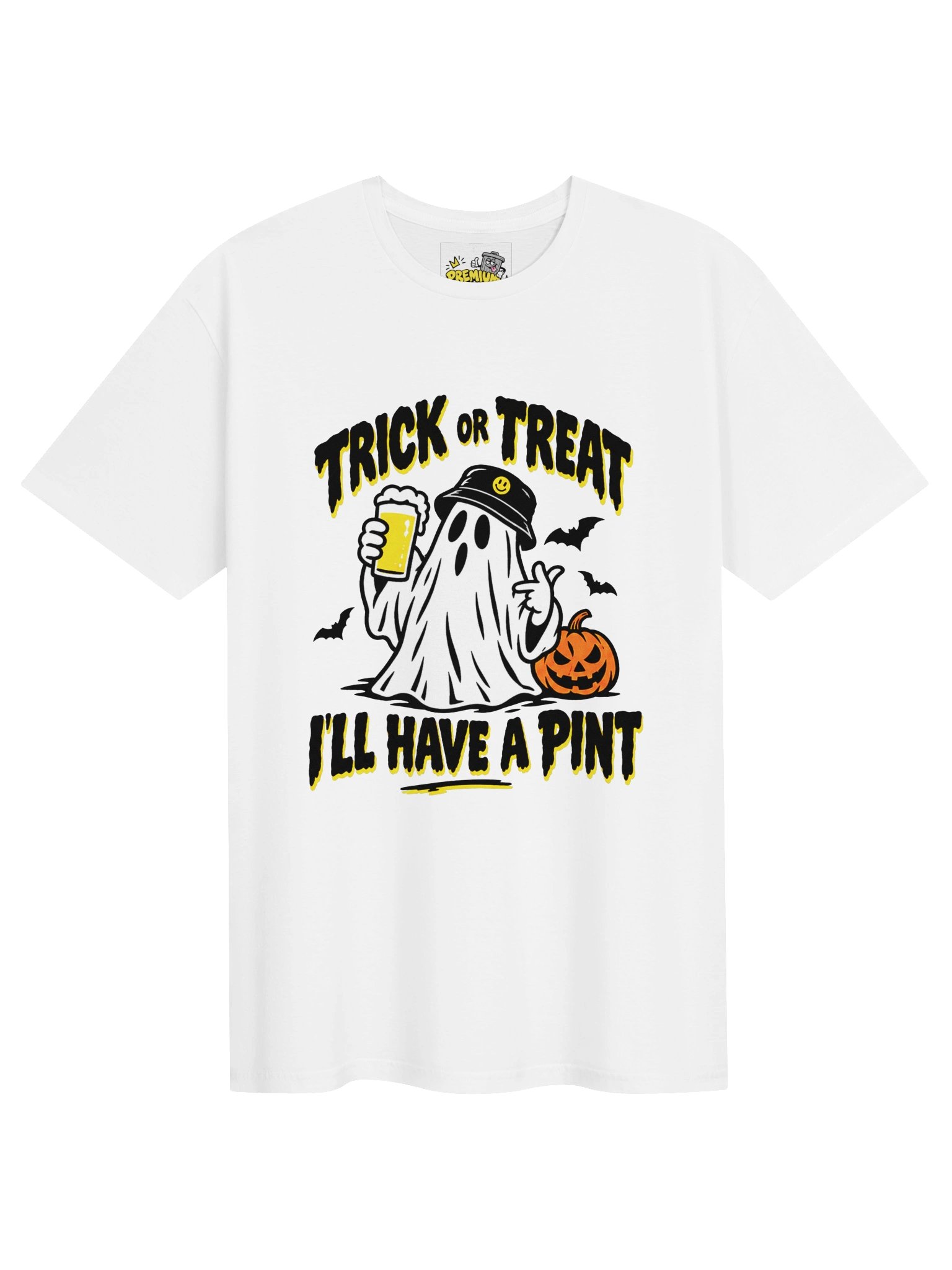 TRICK OR TREAT I'LL HAVE A PINT T-SHIRT (WHITE) product image (1)