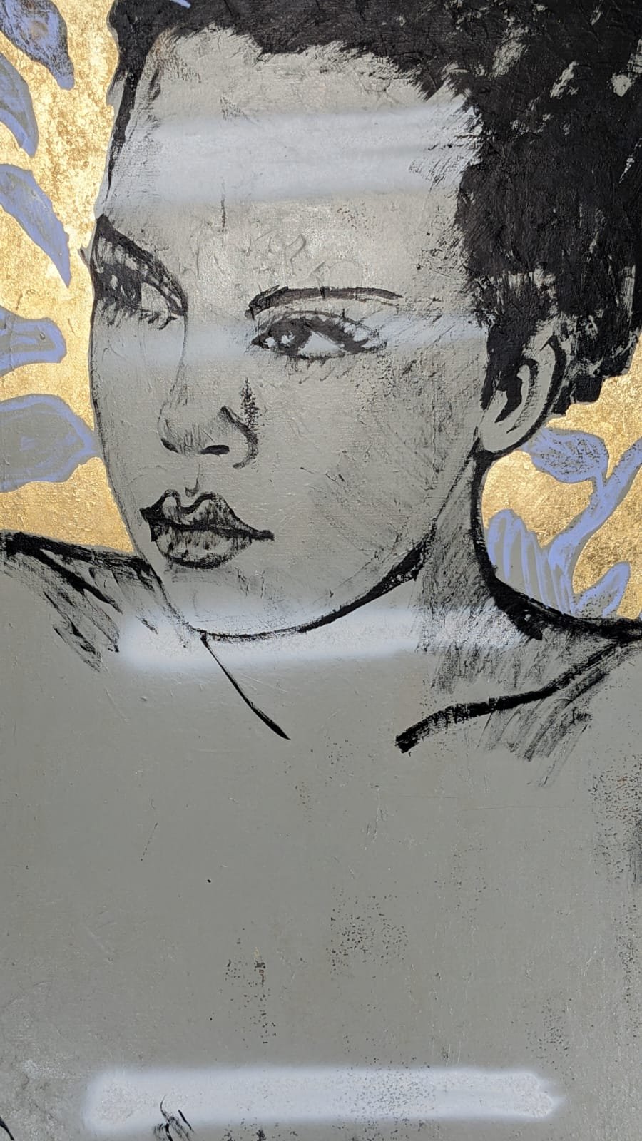 Nude model with flowers on gold leaf product image (2)