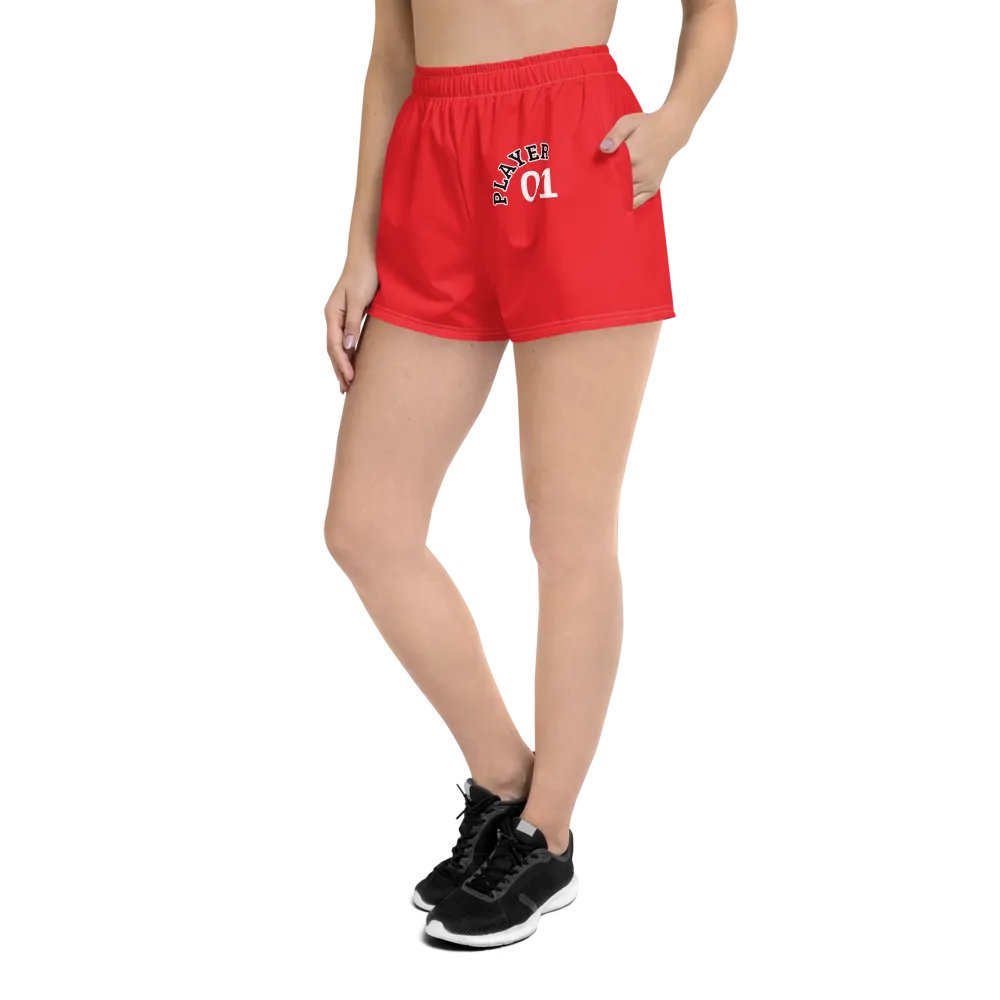 PLAYER 01 Red Stylized Women's Athletic Shorts product image (8)