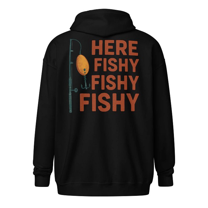 Funny Vintage Fishing Zip Hoodie – Here Fishy Fishy Fishy Retro Style product image (1)
