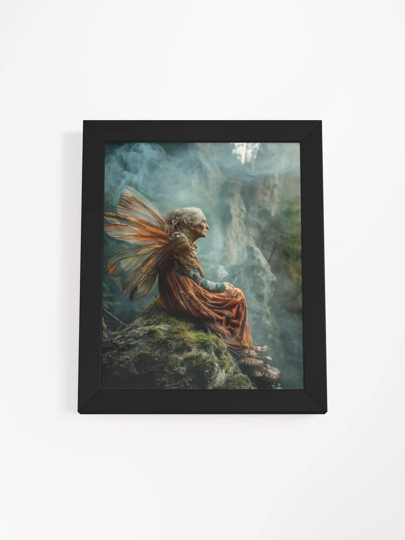 Elder fairy on a rock - Framed High Quality Matte Poster product image (1)