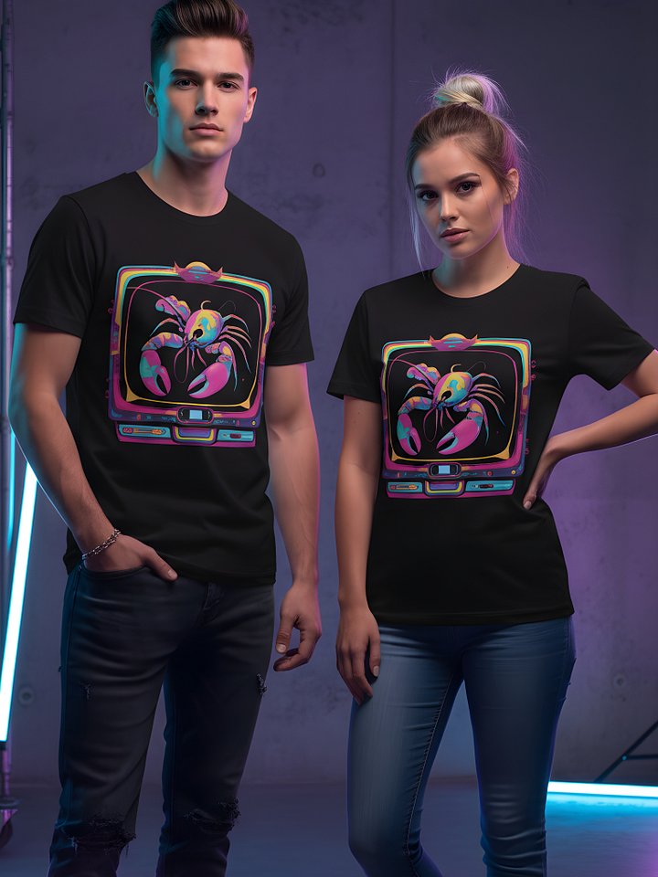 Lobster Static Glitch T-Shirt | RGB Neon Glitch Lobster Streetwear Design Tee product image (1)