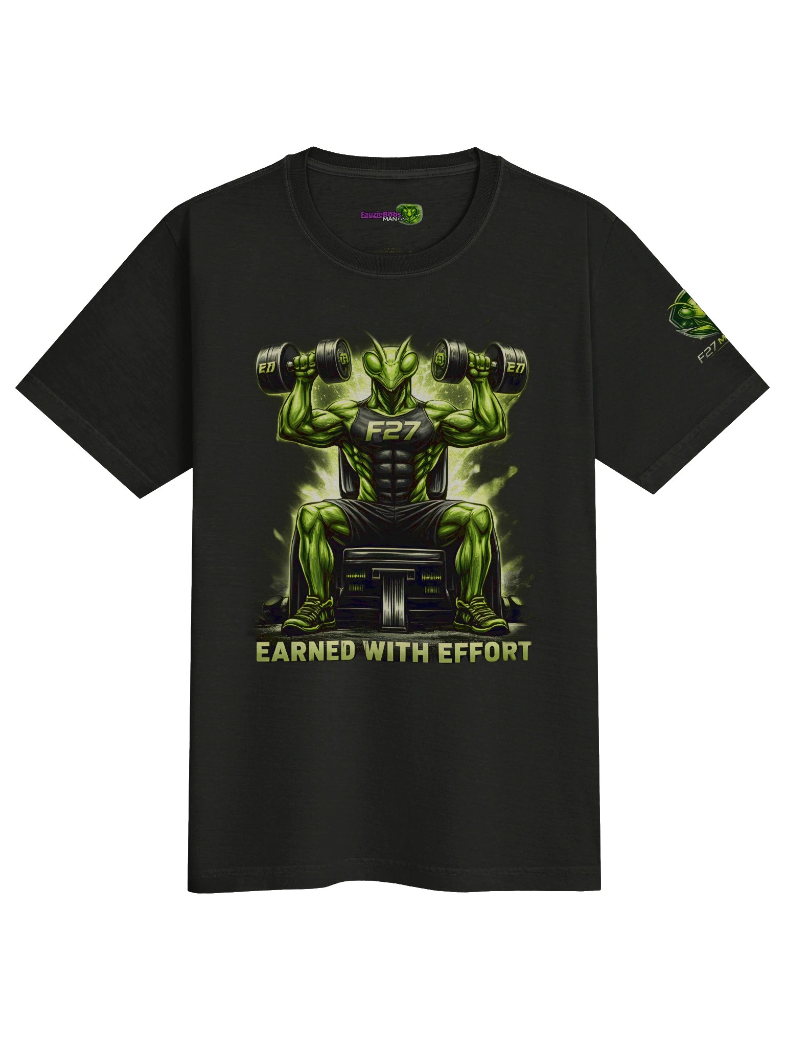 F27 Strength - Earned With Effort Gym Oversized Tee | Motivational Fitness Wear by FayzieBobs product image (5)