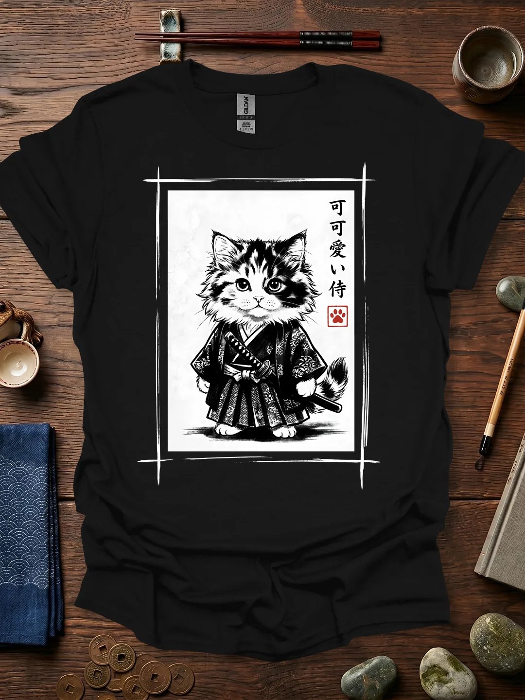 Young Samurai Cat T-Shirt product image (1)
