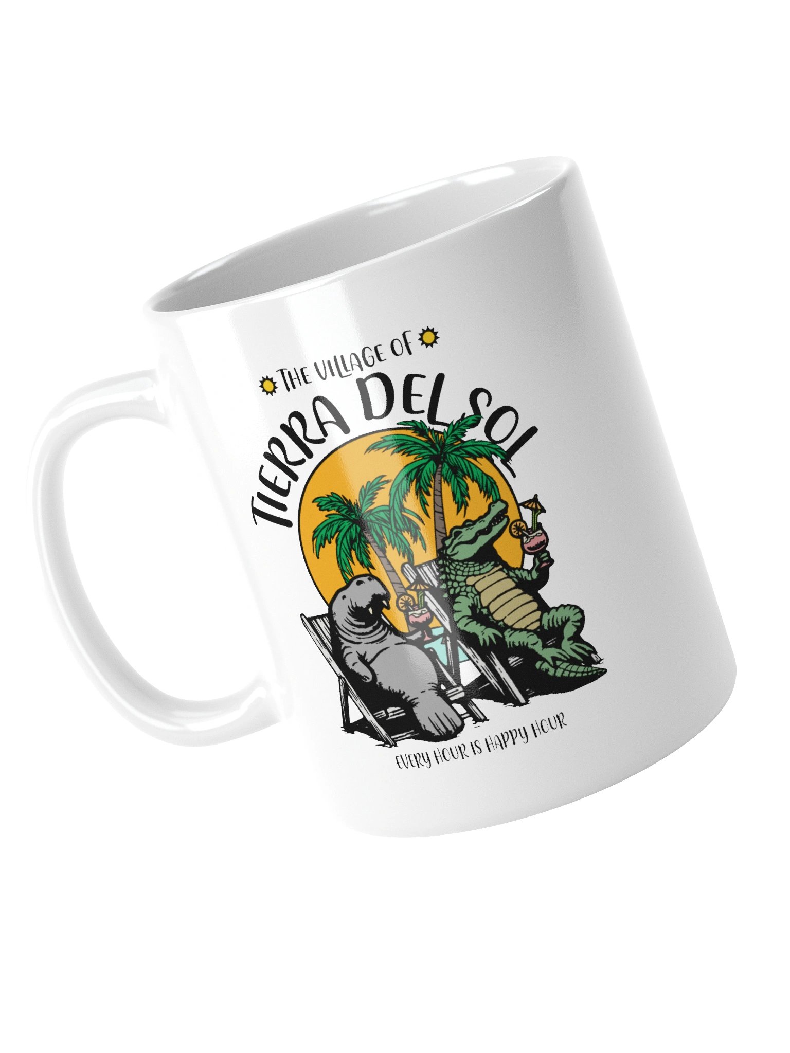 The Village of Tierra Del Sol TV Florida USA Fun Manatee Alligator Design Coffee Mug product image (12)