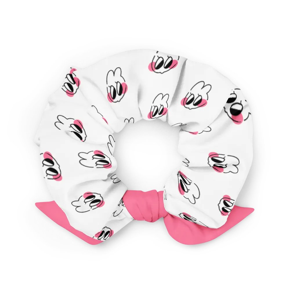 sneaky ⟡ printed scrunchie with bow [white] product image (2)