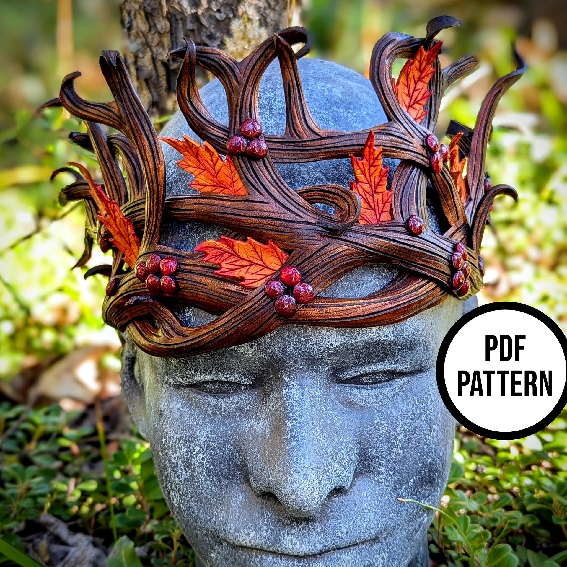 Autumn Elven King Crown - PDF Pattern for Leather product image (4)